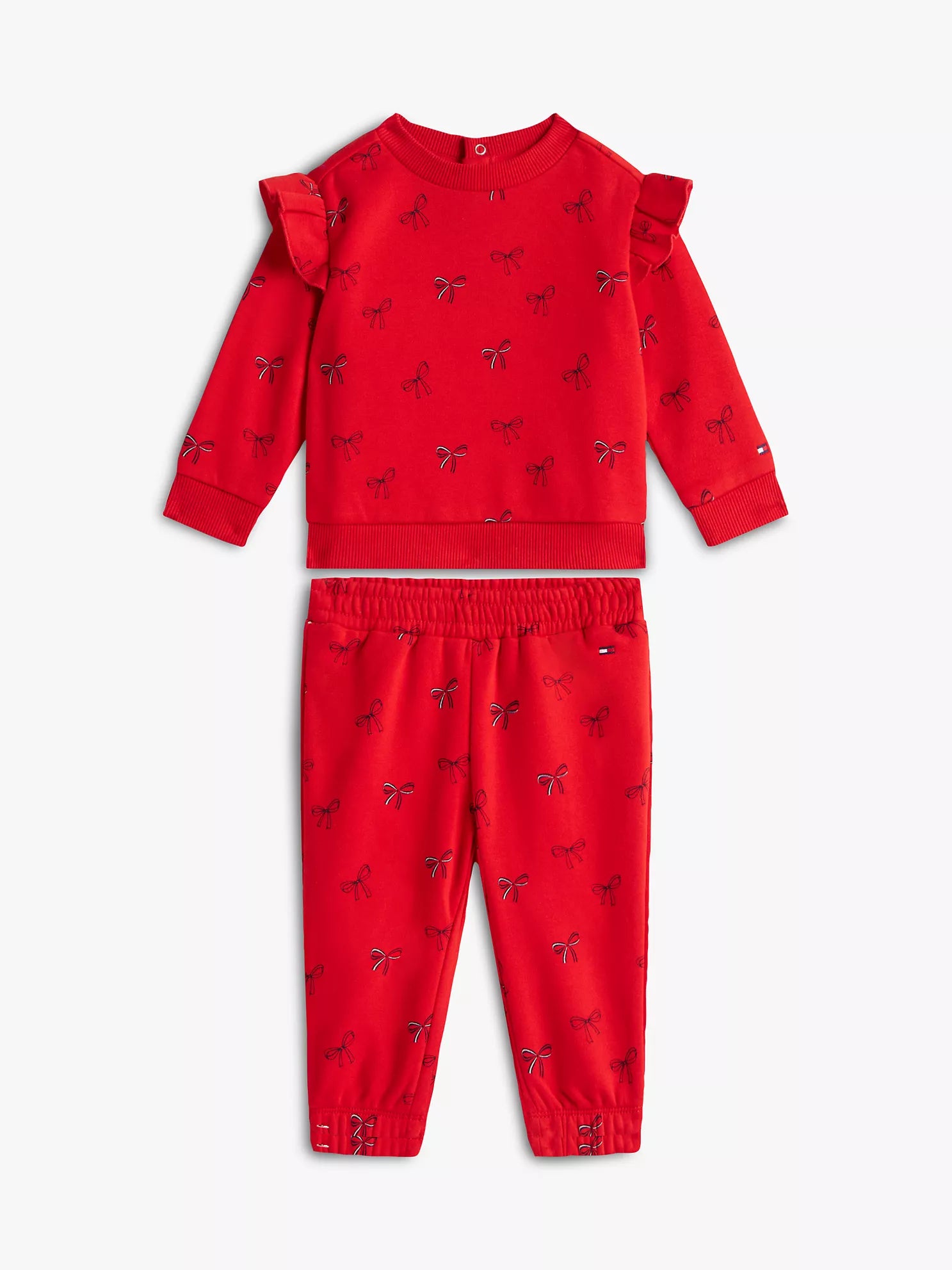 Baby Girls' Bow Print Sweatshirt & Pant Set Deep Crimson