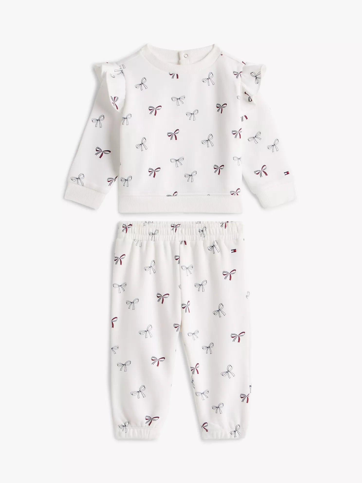 Baby Girls' Bow Print Sweatshirt & Pant Set Ecru