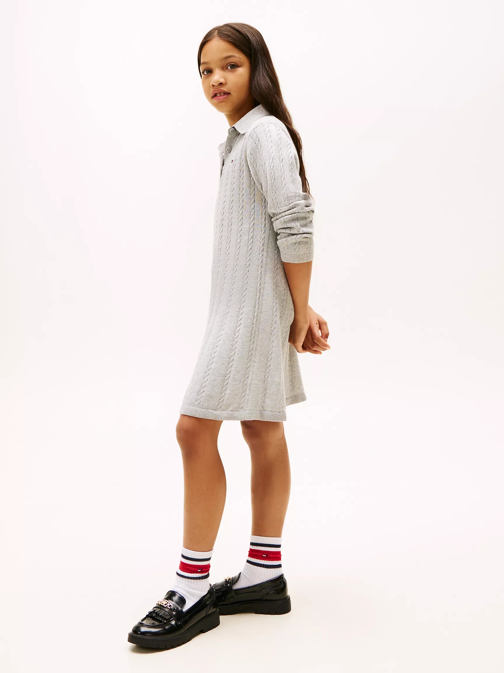 TOMMY Girls Kids' Polo Sweater Dress Heather Grey
