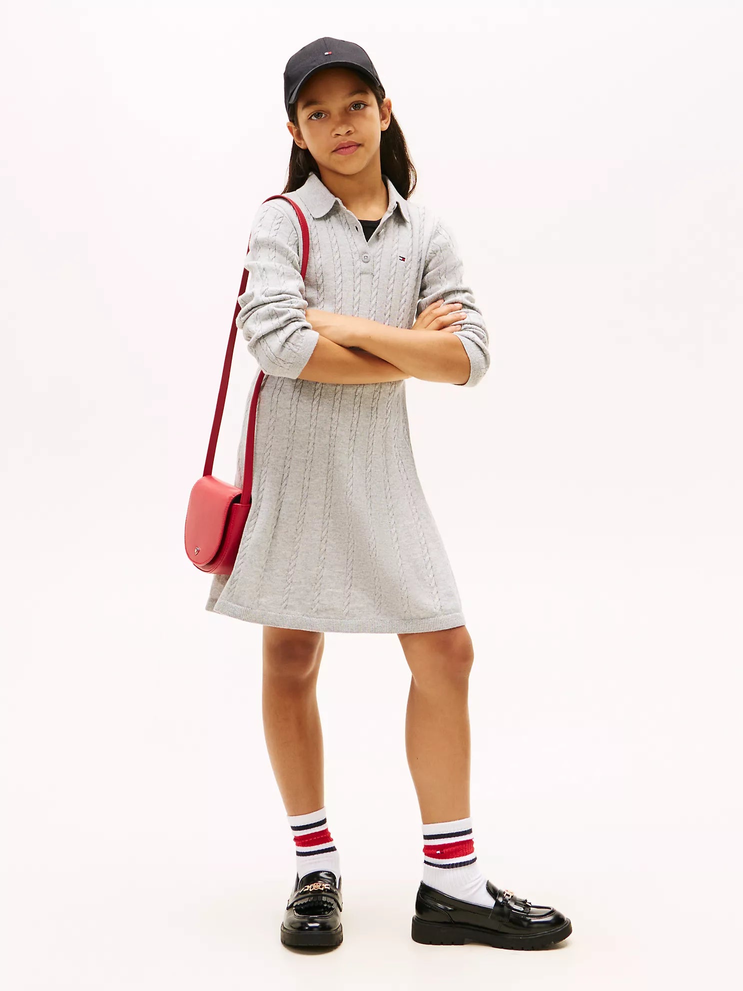 TOMMY Girls Kids' Polo Sweater Dress Heather Grey