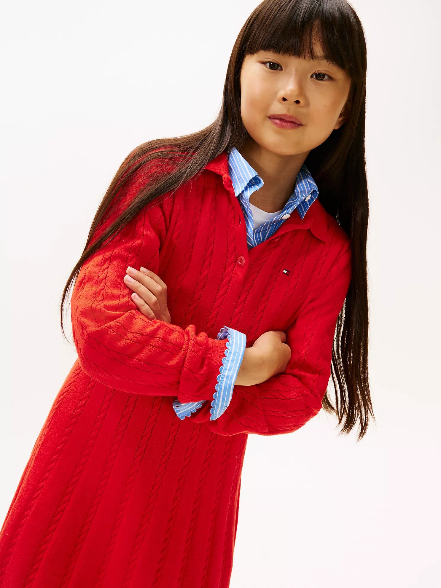 TOMMY Girls Kids' Polo Sweater Dress Deep Crimson