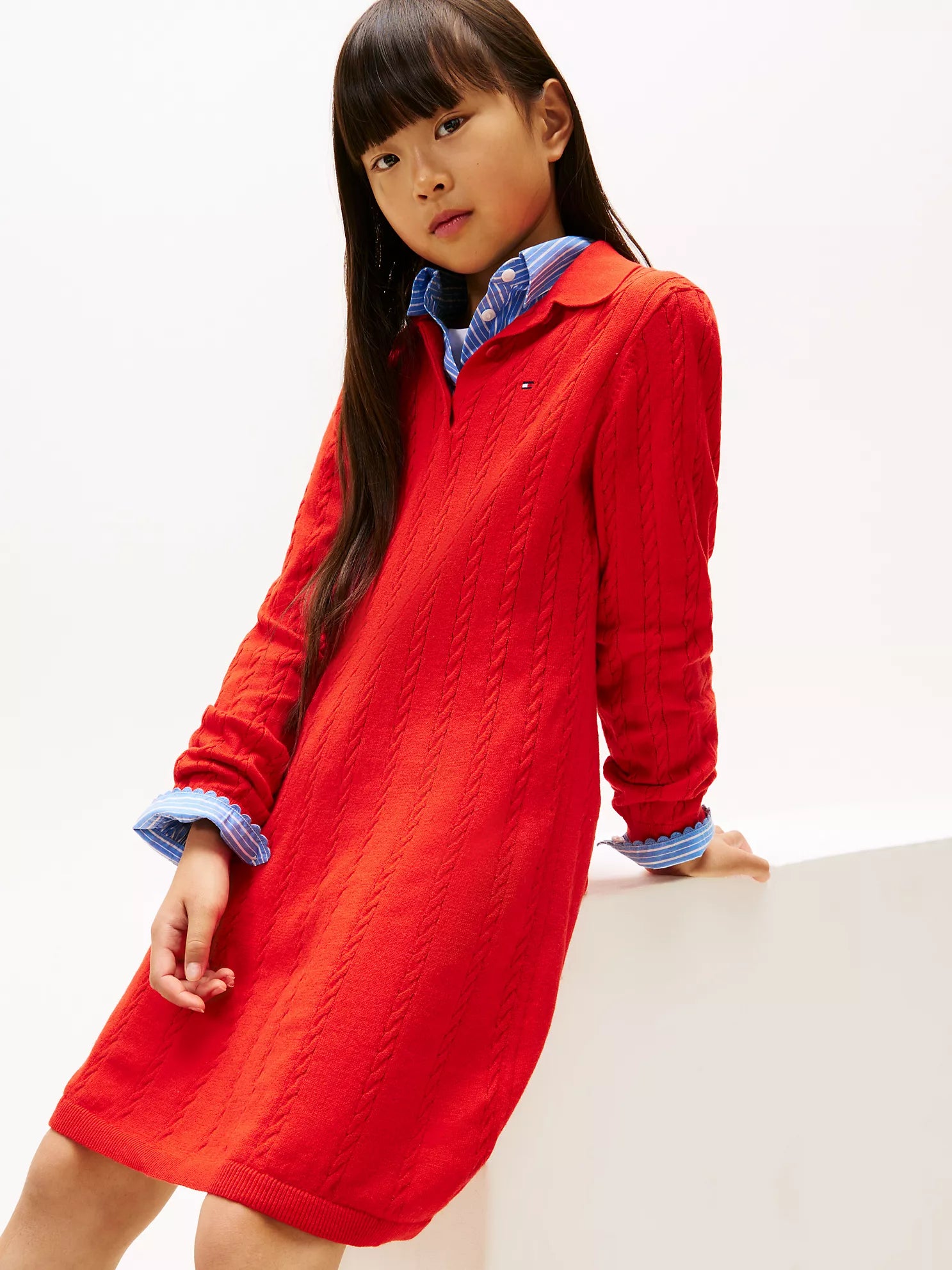 TOMMY Girls Kids' Polo Sweater Dress Deep Crimson