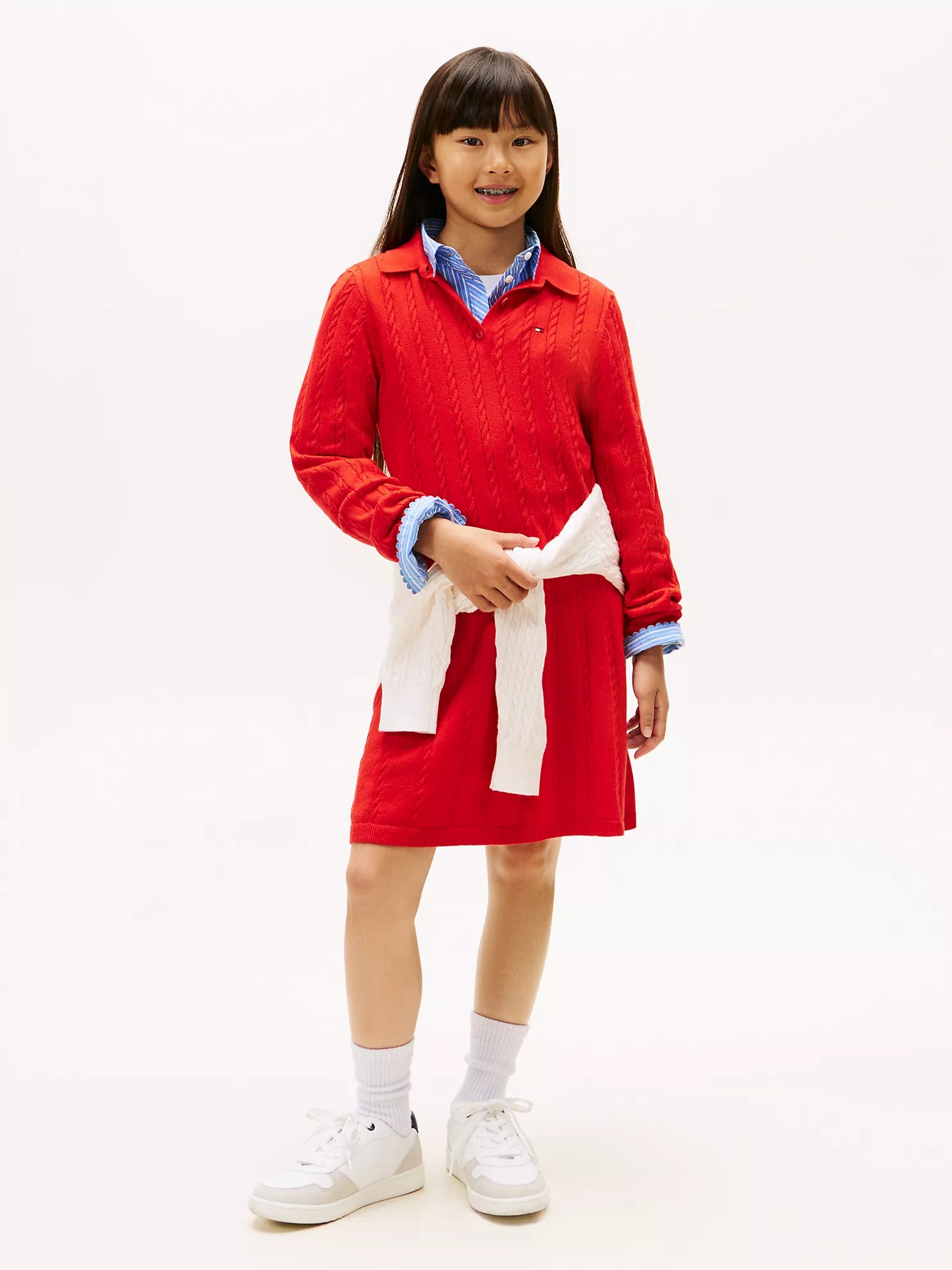 TOMMY Girls Kids' Polo Sweater Dress Deep Crimson