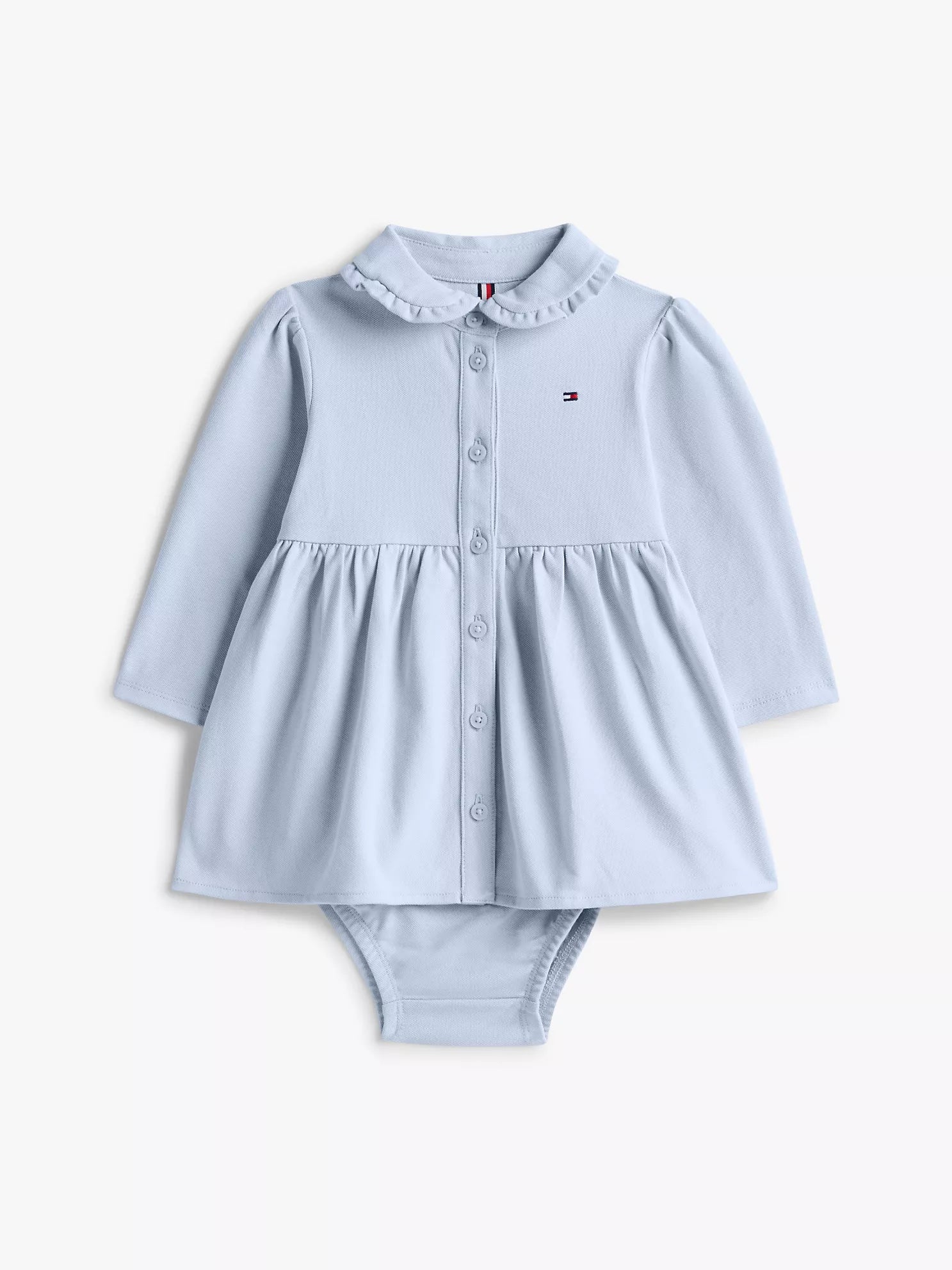 Baby Girls' Tommy Long-Sleeve Stretch Polo Dress Breezy Blue