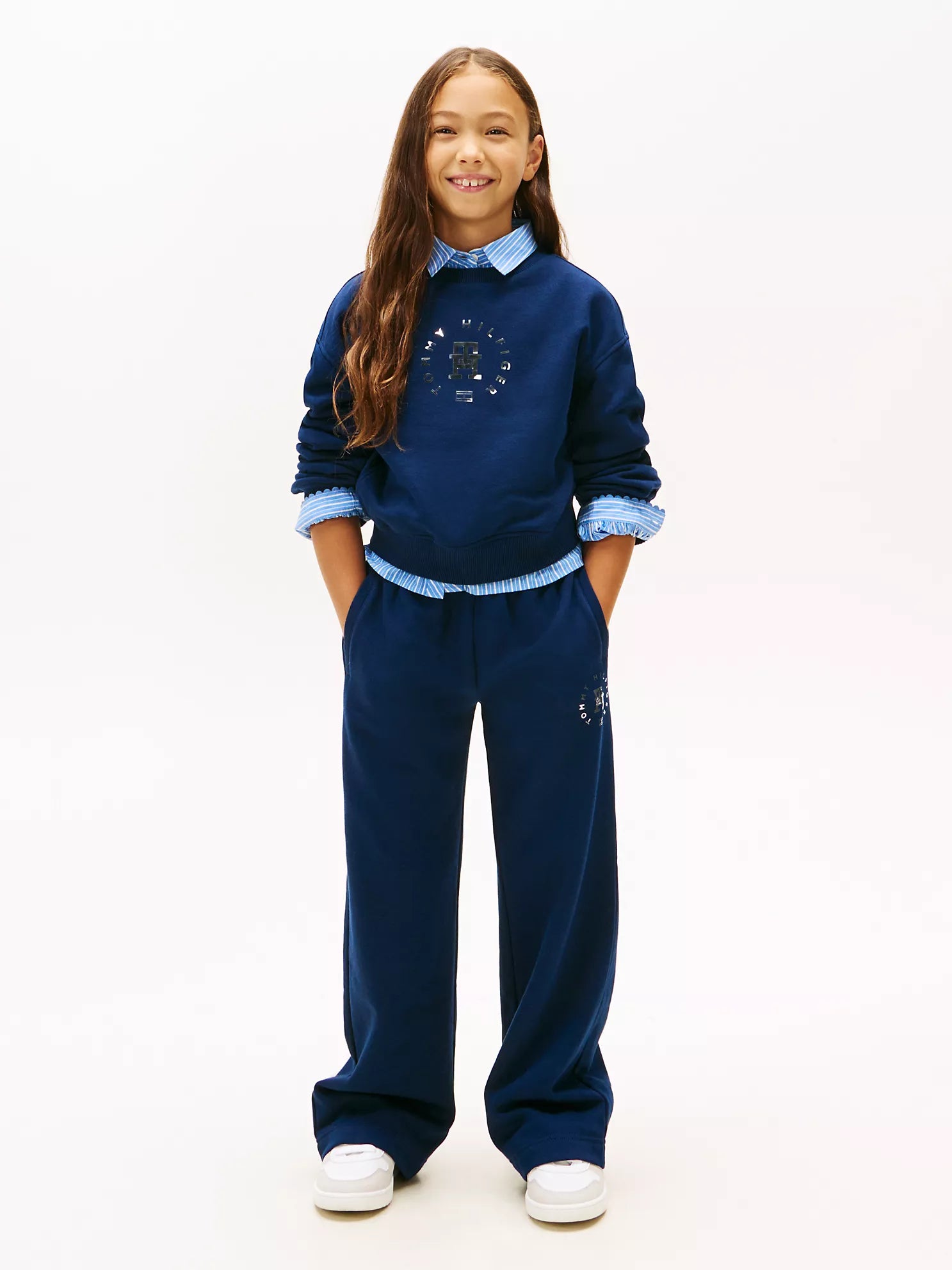 TOMMY Girls Kids' Foil Circle Logo Sweatpant Navy