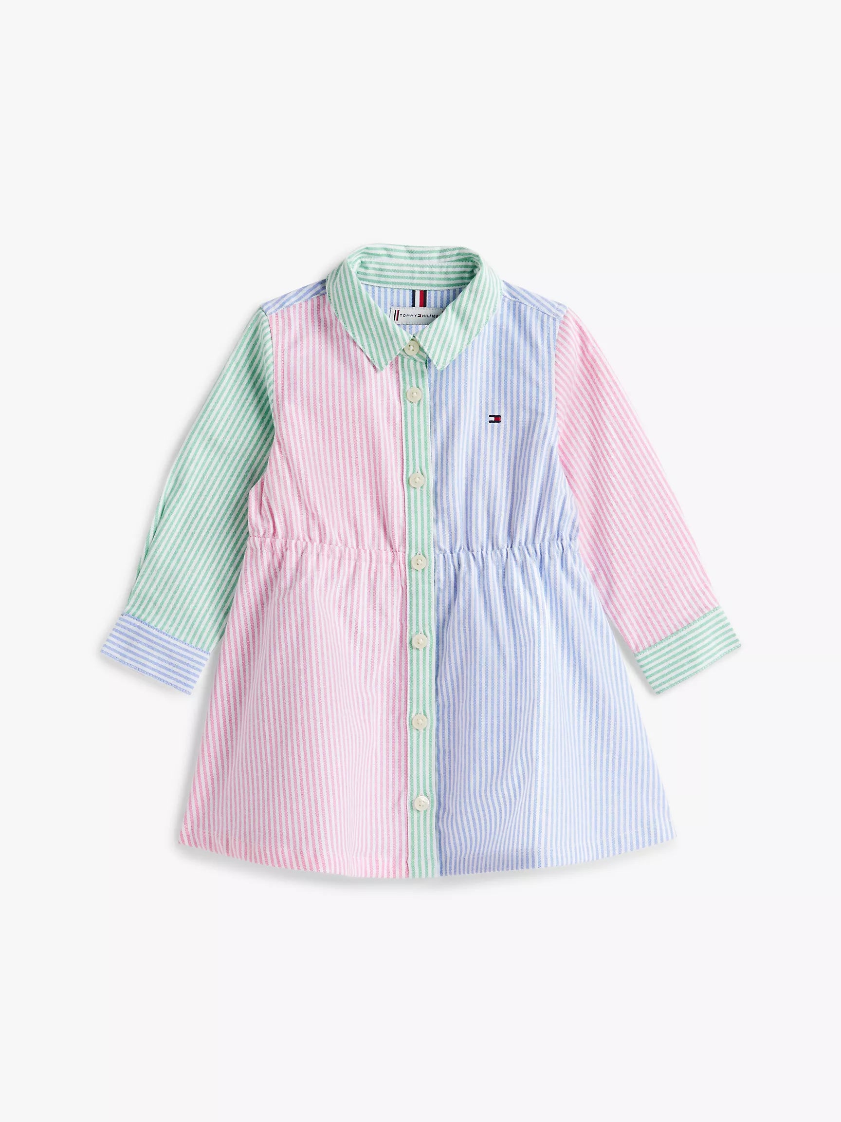 Babies' Mixed Stripe Stretch Shirtdress-Blue Spell