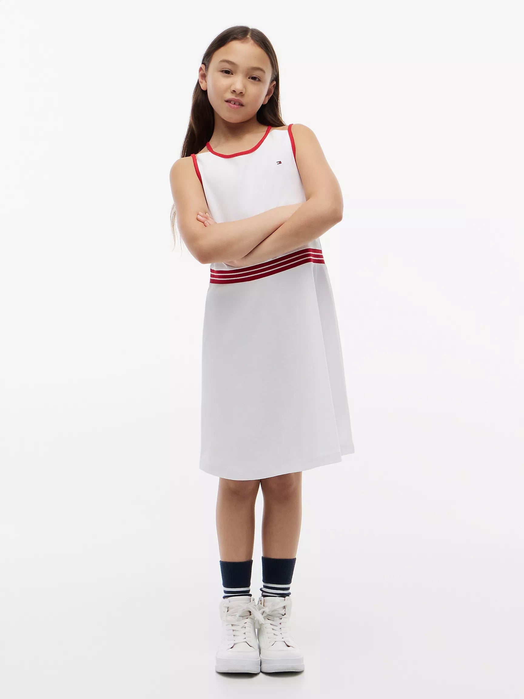 Tommy Girls' Sleeveless Skater Dress-Optic White