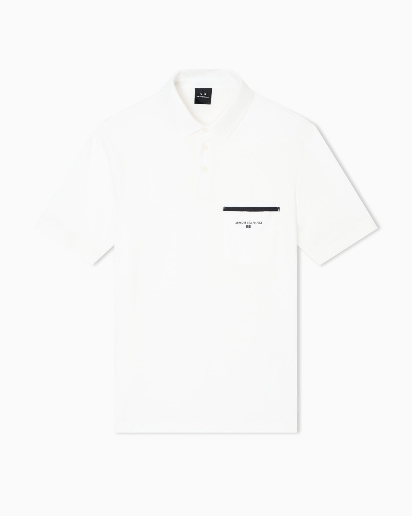 Armani Exchange Men's Regular pique polo shirt with pocket-White