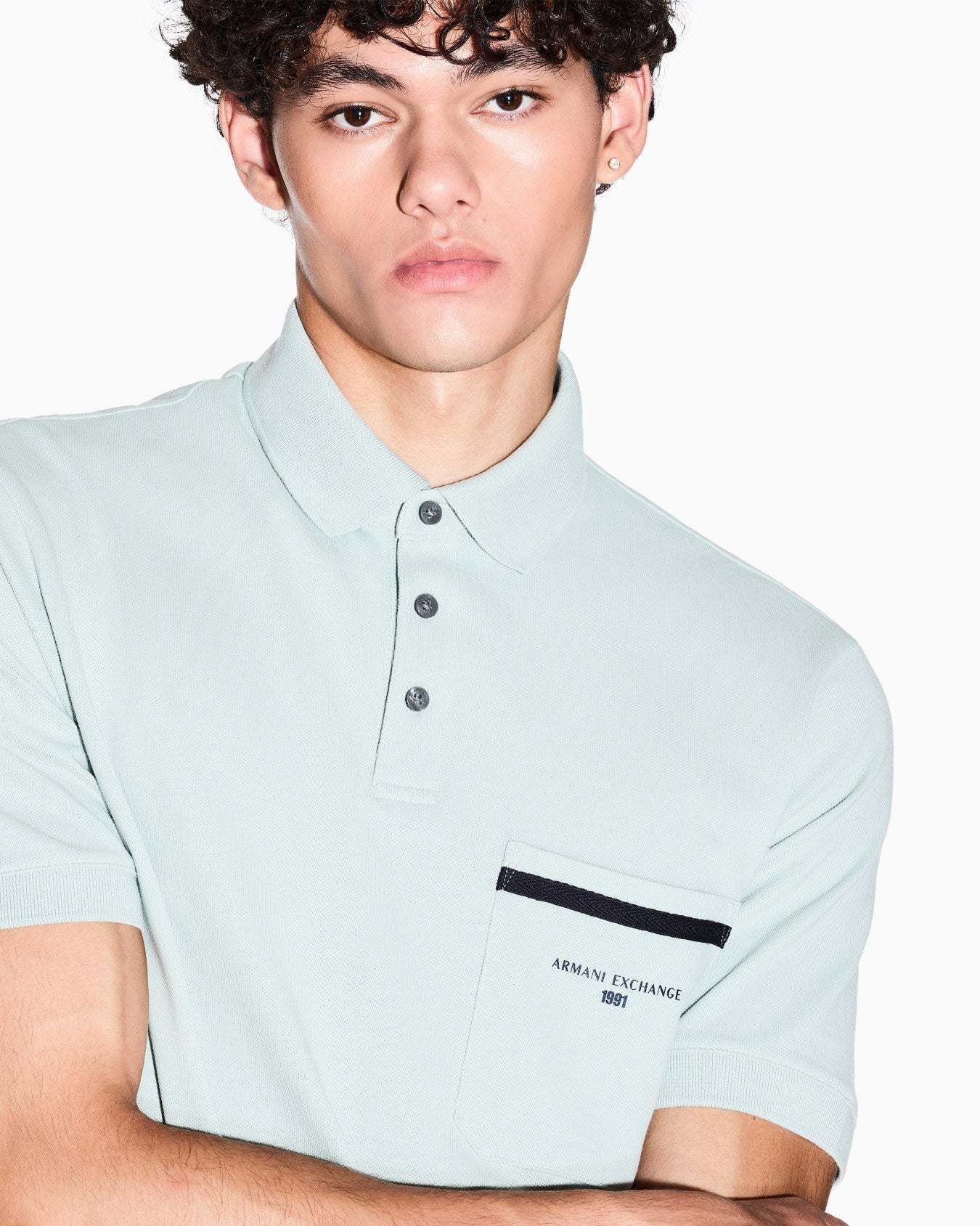 Armani Exchange Men's Regular pique polo shirt with pocket-Green