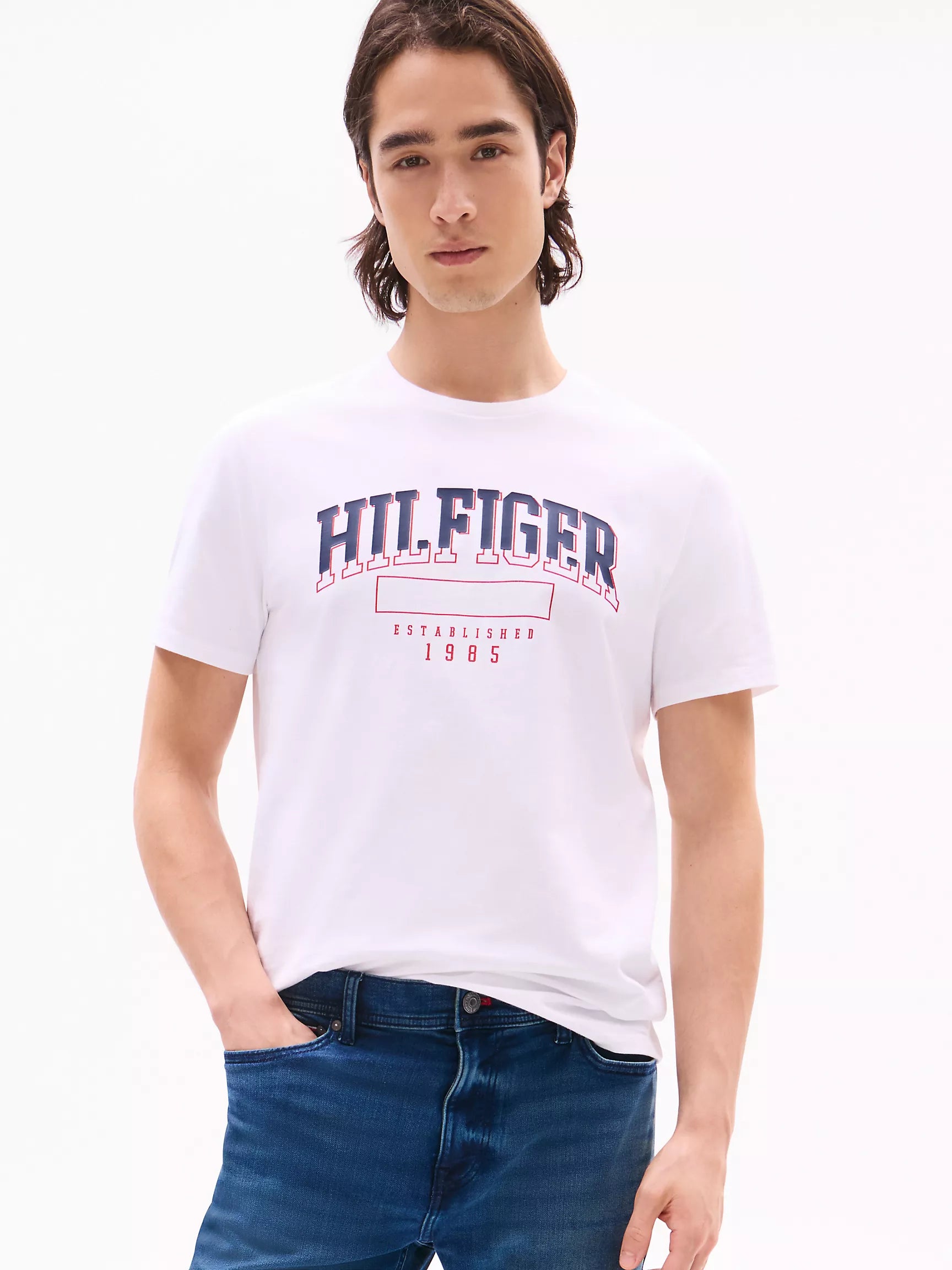 Tommy Mens' Bold Hilfiger Logo T-Shirt / WHITE