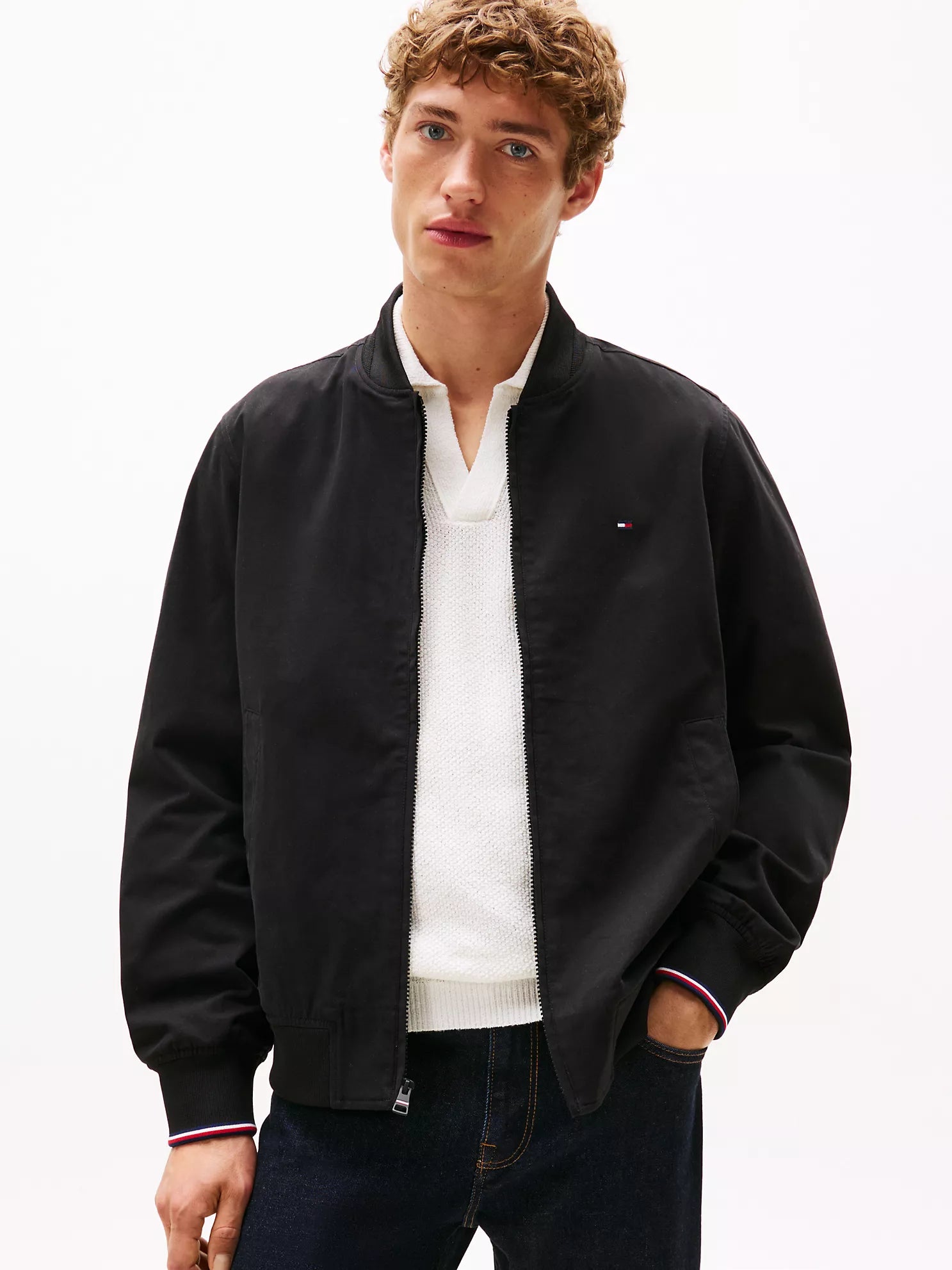Tommy Mens' Lightweight Twill Bomber Jacket Black