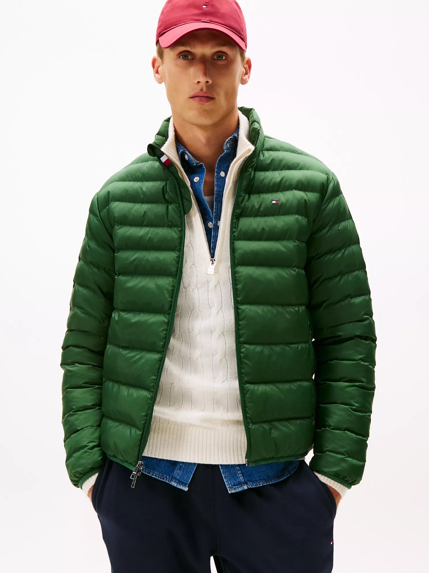 Tommy Mens' Lightweight Packable Jacket Deep Evergreen