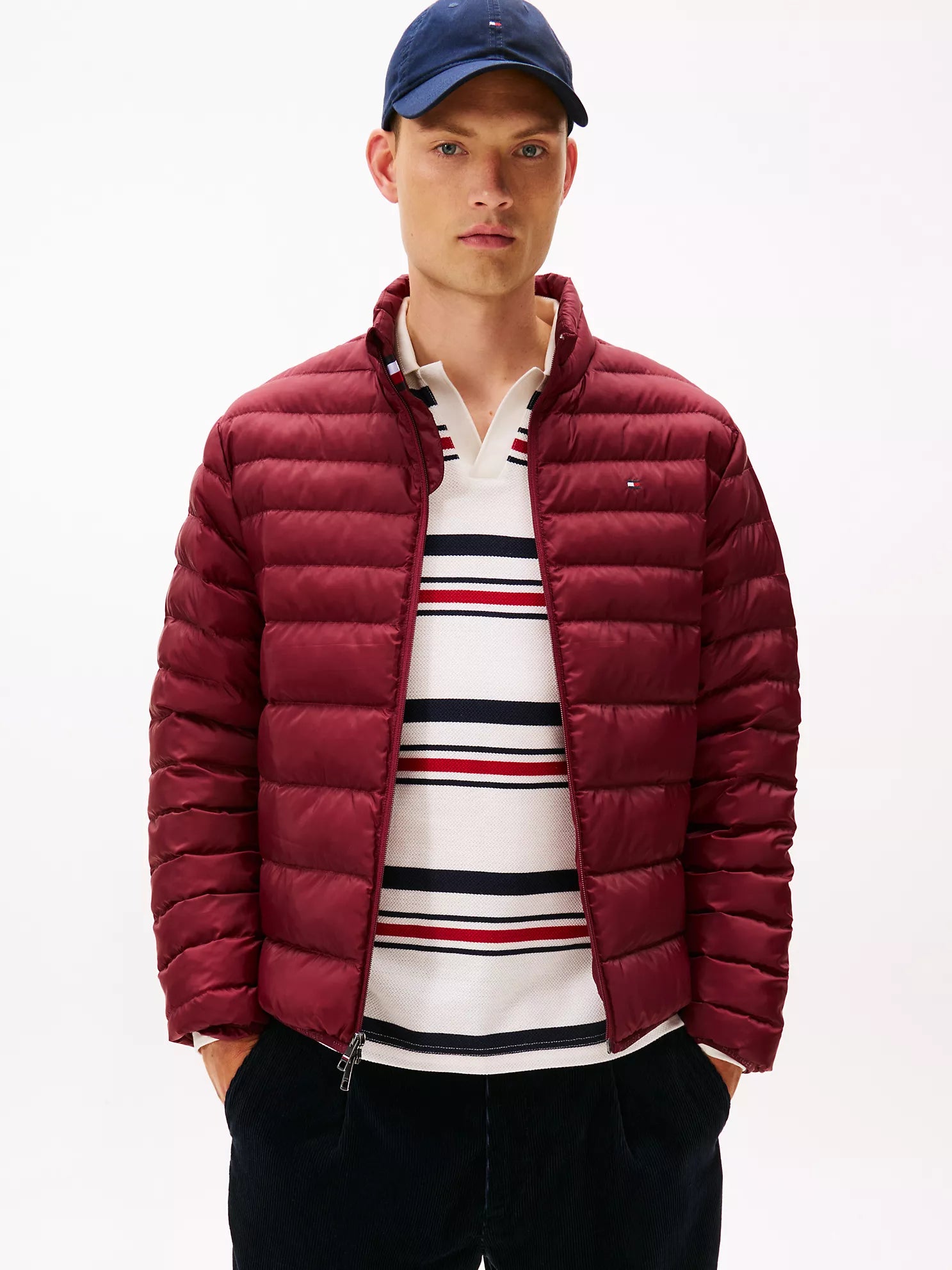 Tommy Mens' Lightweight Packable Jacket Deep Rouge