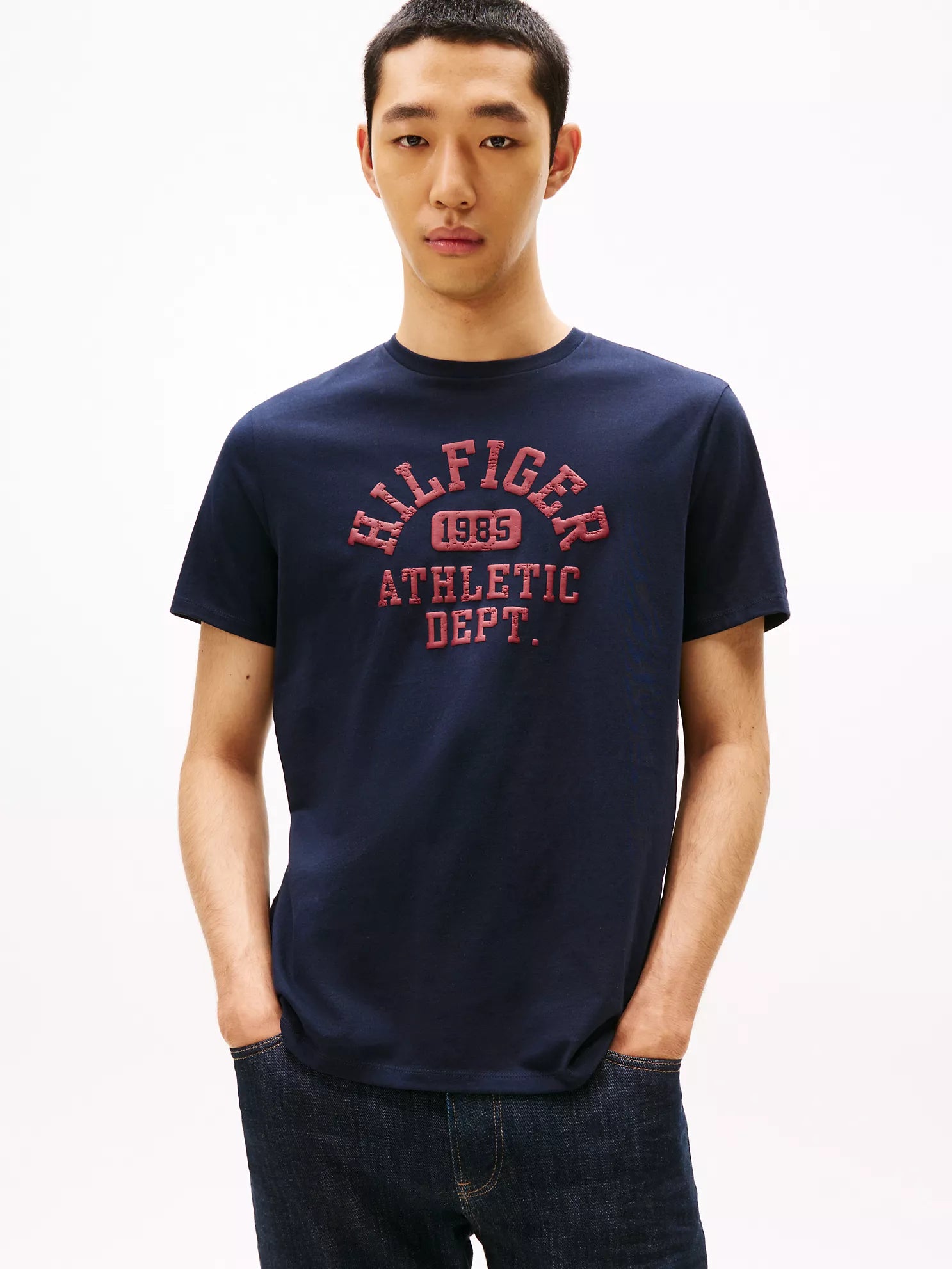 Tommy Hilfiger MENS' Hilfiger 1985 Athletic Logo T-Shirt Navy