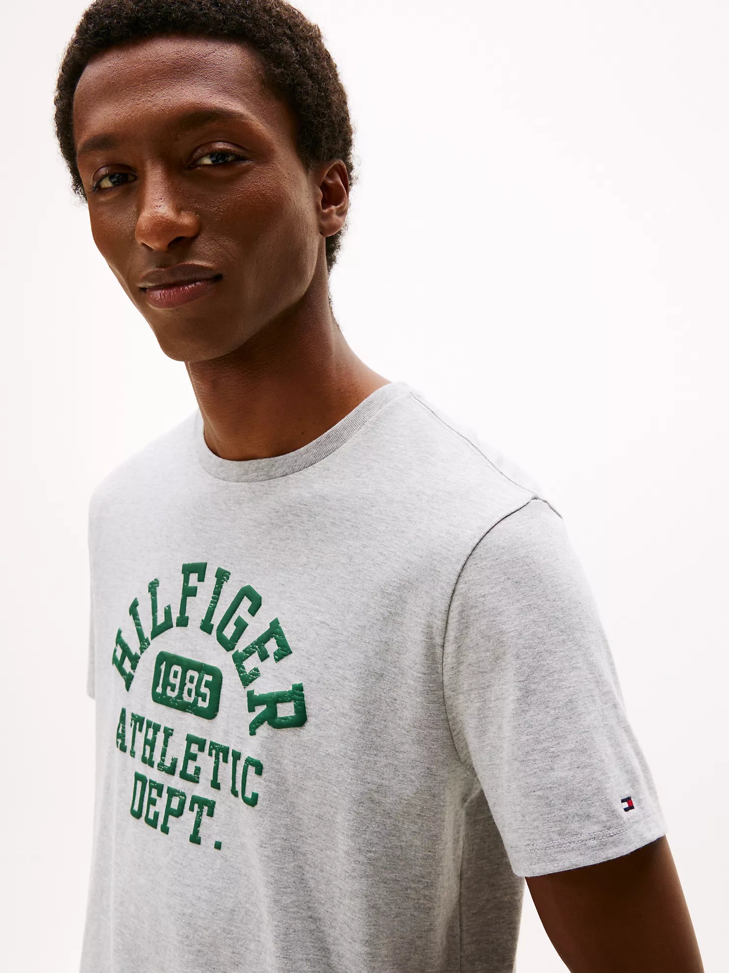 Tommy Hilfiger MENS' Hilfiger 1985 Athletic Logo T-Shirt Grey Heather