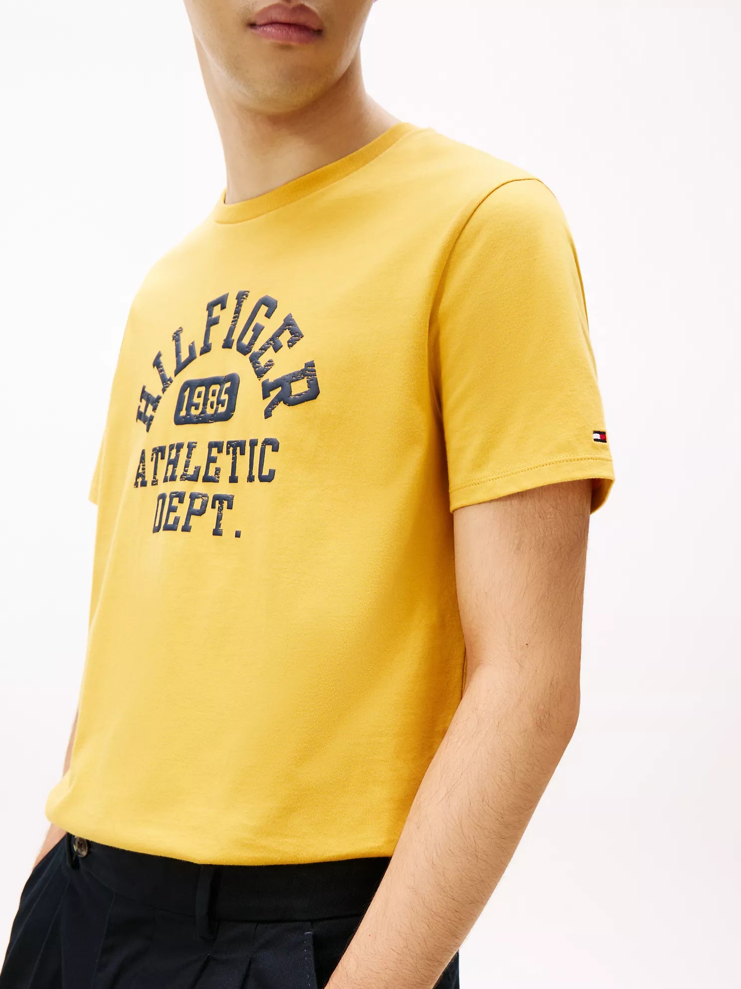 Tommy Hilfiger MENS' Hilfiger 1985 Athletic Logo T-Shirt City Yellow