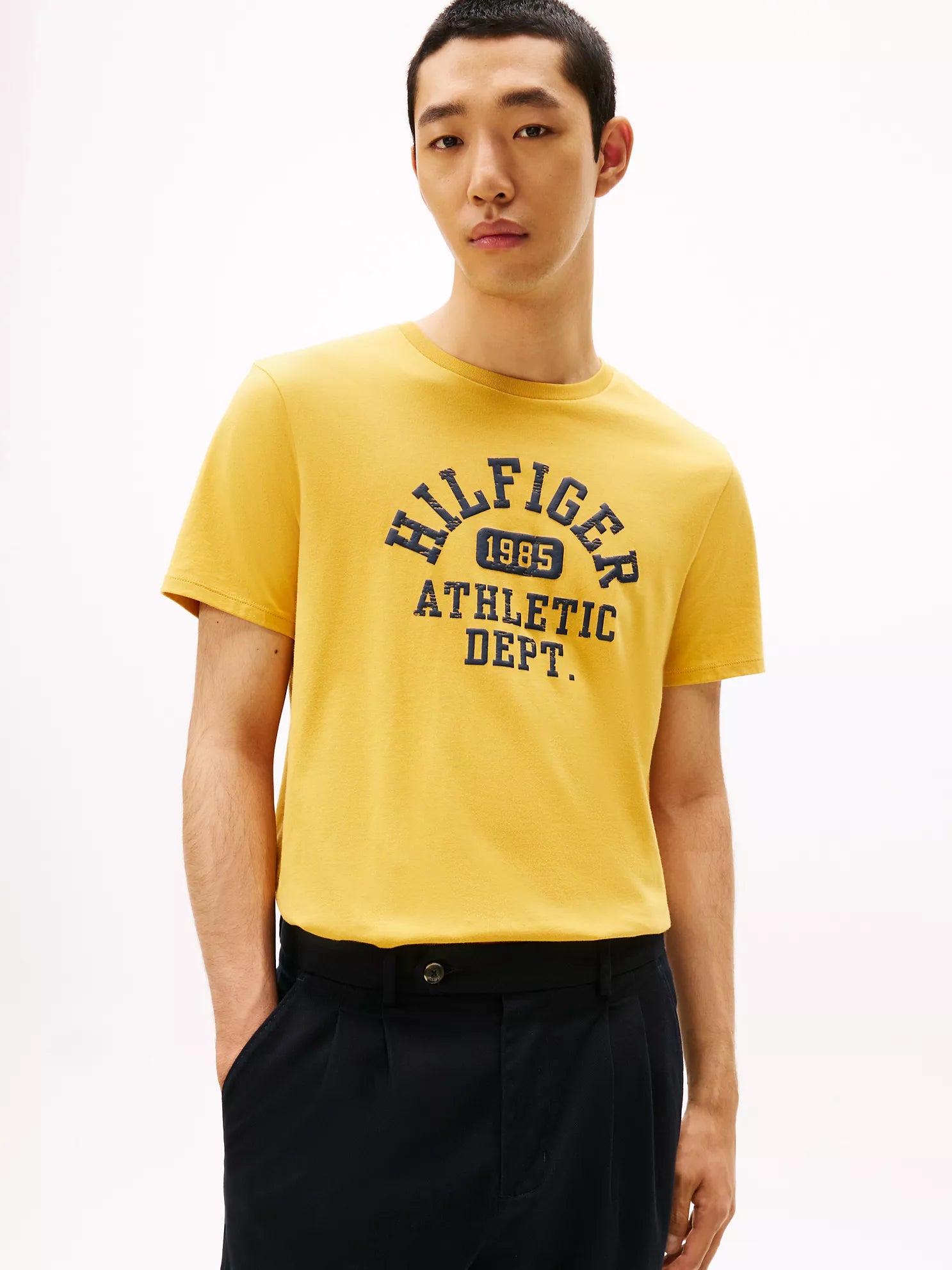 Tommy Hilfiger MENS' Hilfiger 1985 Athletic Logo T-Shirt City Yellow