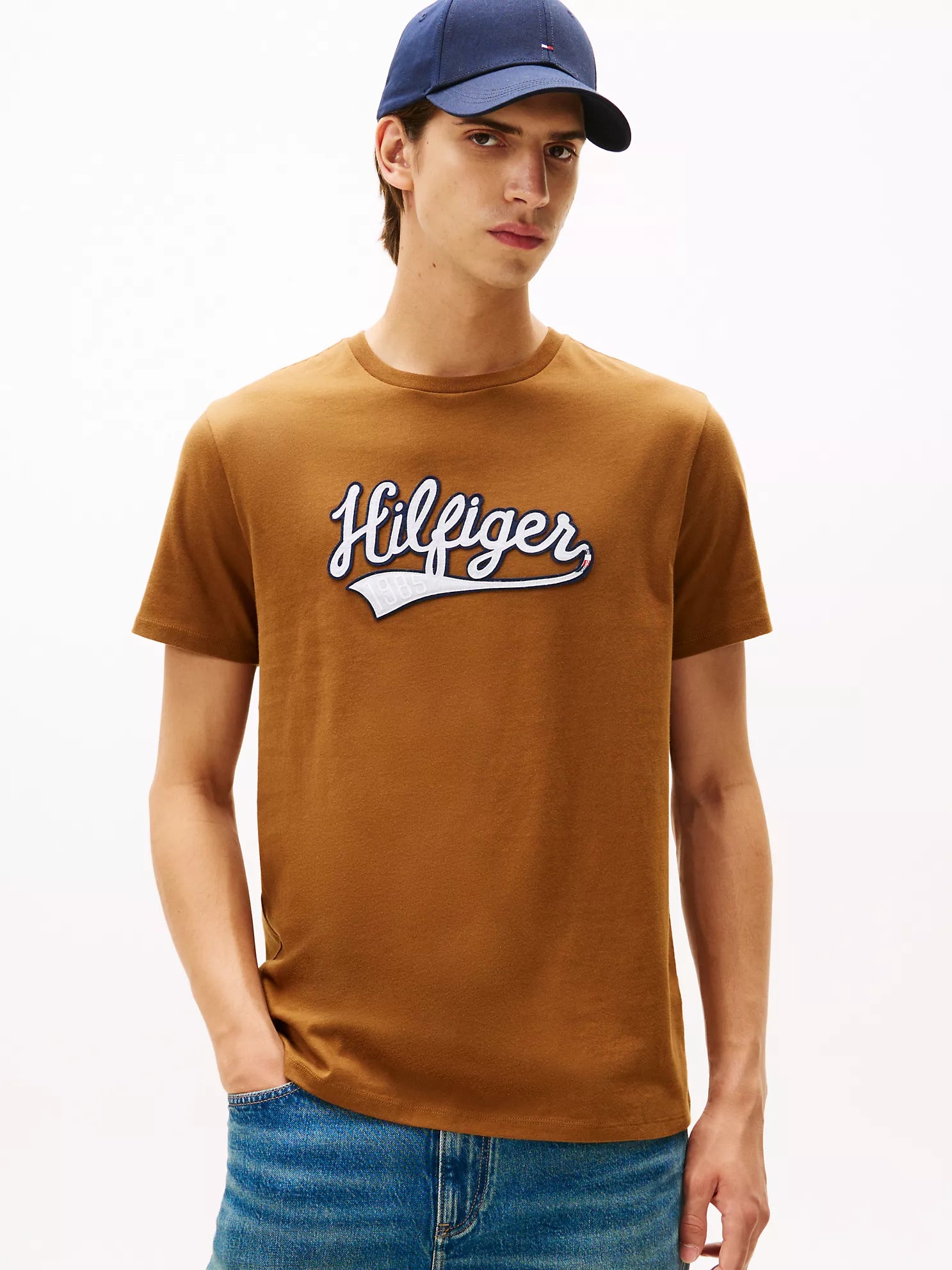 Tommy Hilfiger MENS' Hilfiger Varsity Logo T-Shirt Highland Khaki
