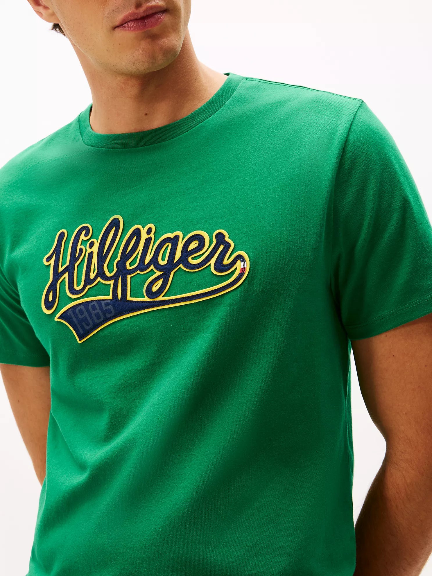 Tommy Hilfiger MENS' Hilfiger Varsity Logo T-Shirt Nouveau Green