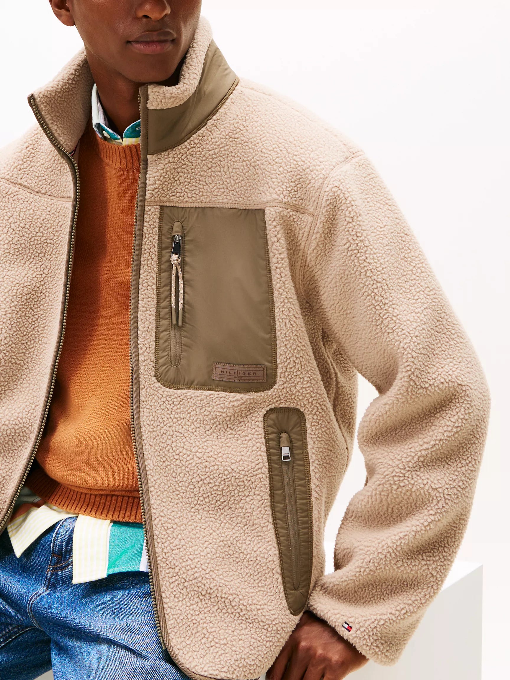 Tommy MENS' Teddy Fleece Zip Jacket Coastal Taupe