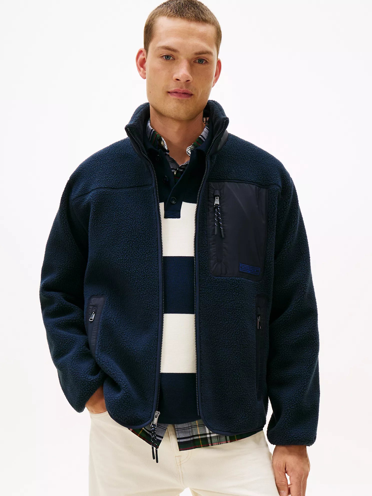Tommy MENS' Teddy Fleece Zip Jacket Navy