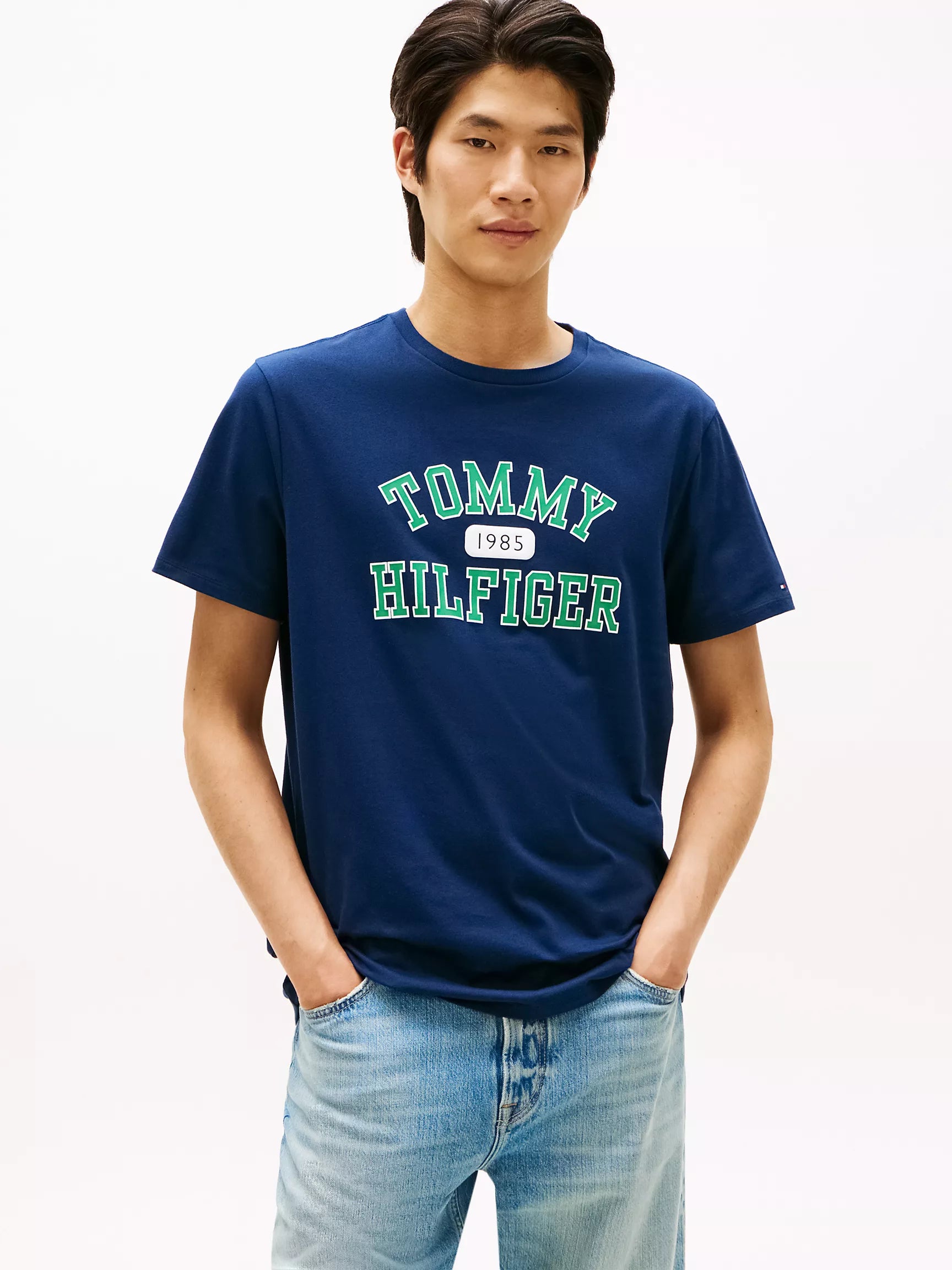 Tommy Men's Varsity Logo T-Shirt-Light Navy