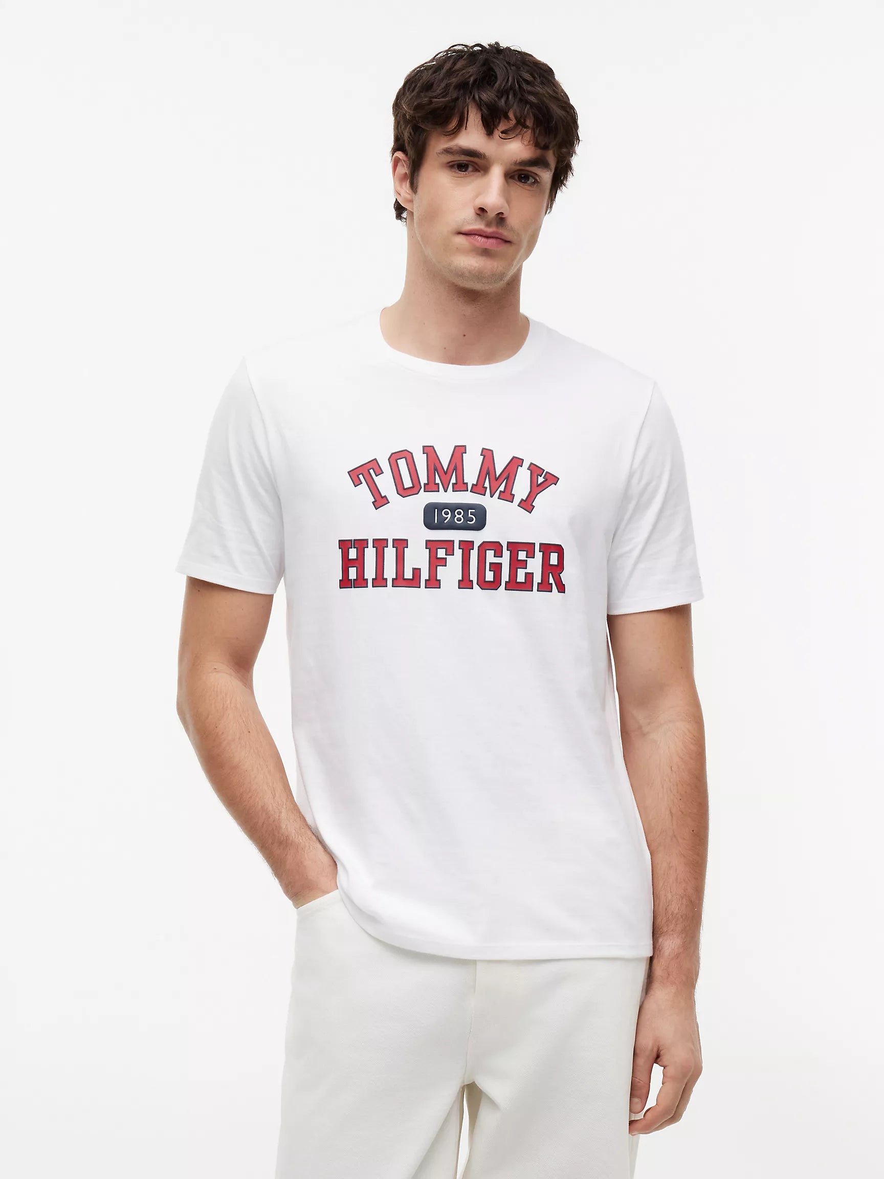 Tommy Men's Varsity Logo T-Shirt-Optic White