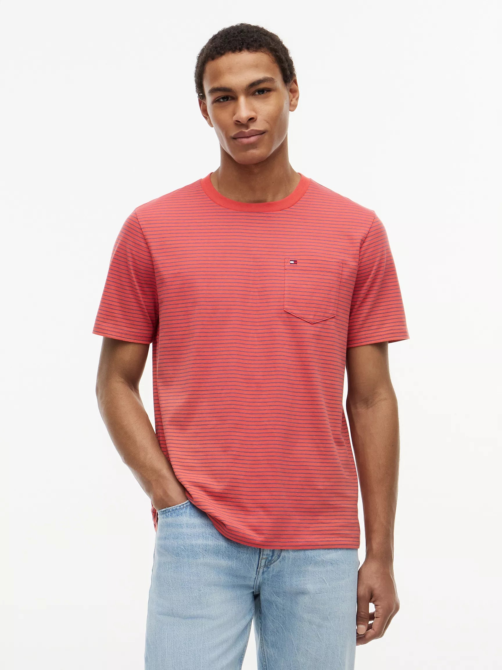 Tommy Hilfiger Men's Striped Pocket T-Shirt-Pulp Collar Stripe