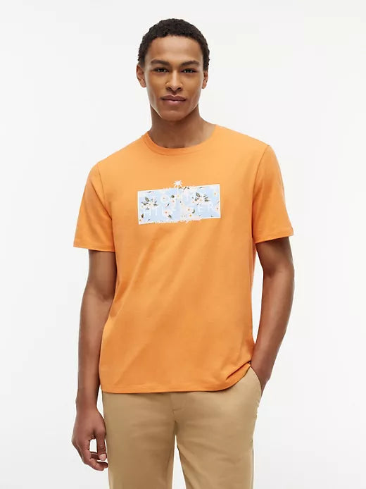 Tommy Men's Tropical Floral Logo T-Shirt-Orange