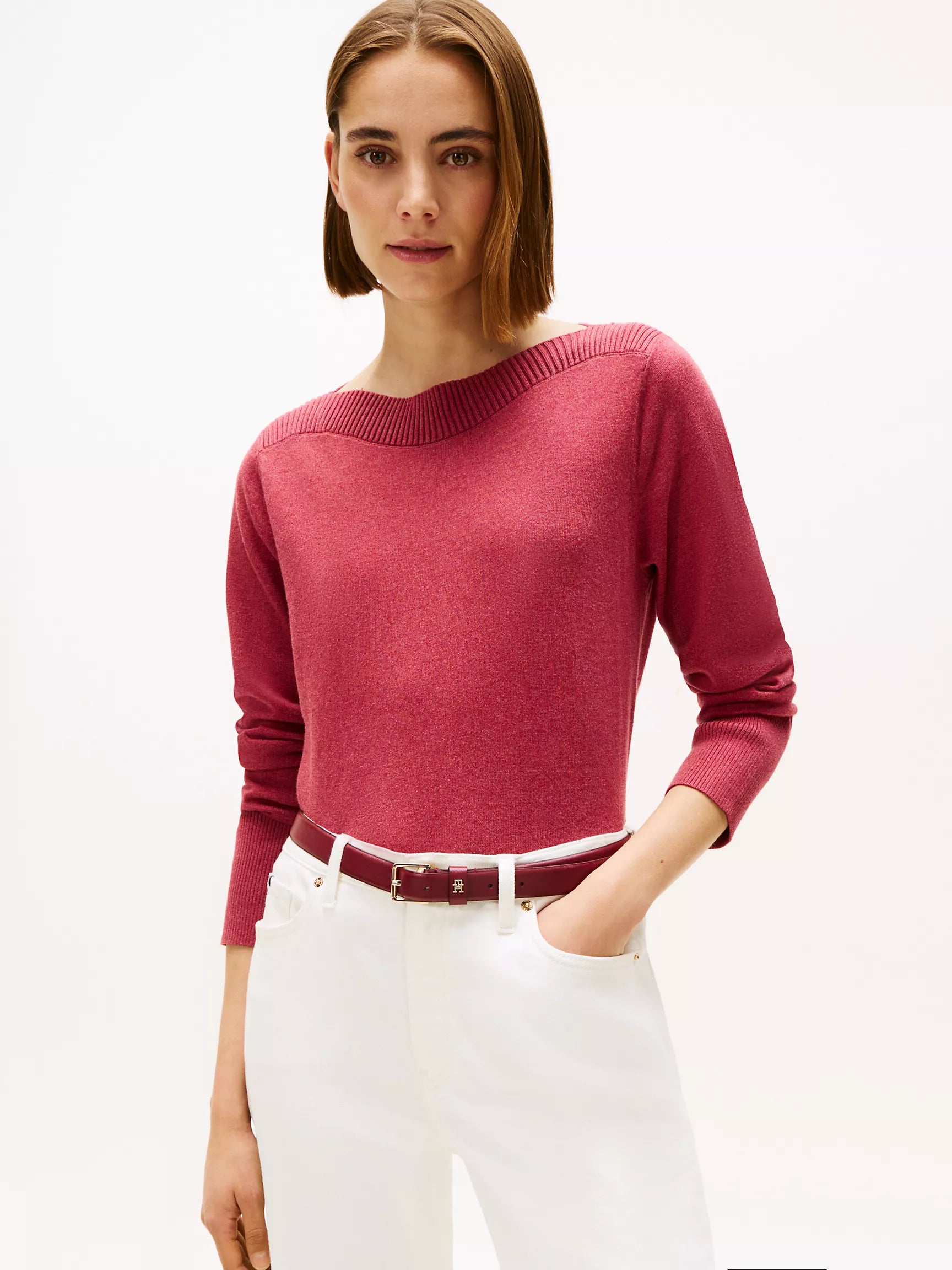 Tommy Womens' Boatneck Sweater/ Red