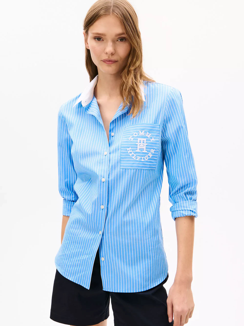 Women Hilfiger Heritage Logo Mix Stripe Shirt