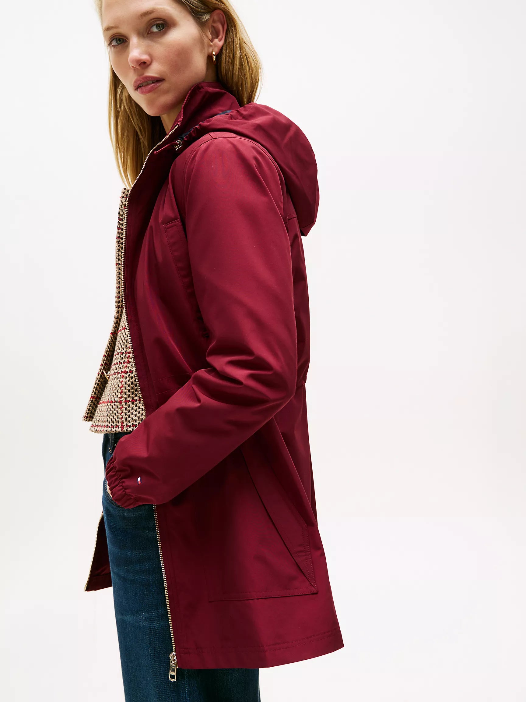 TOMMY WOMENS' Lightweight Hooded Jacket Classic Burgundy