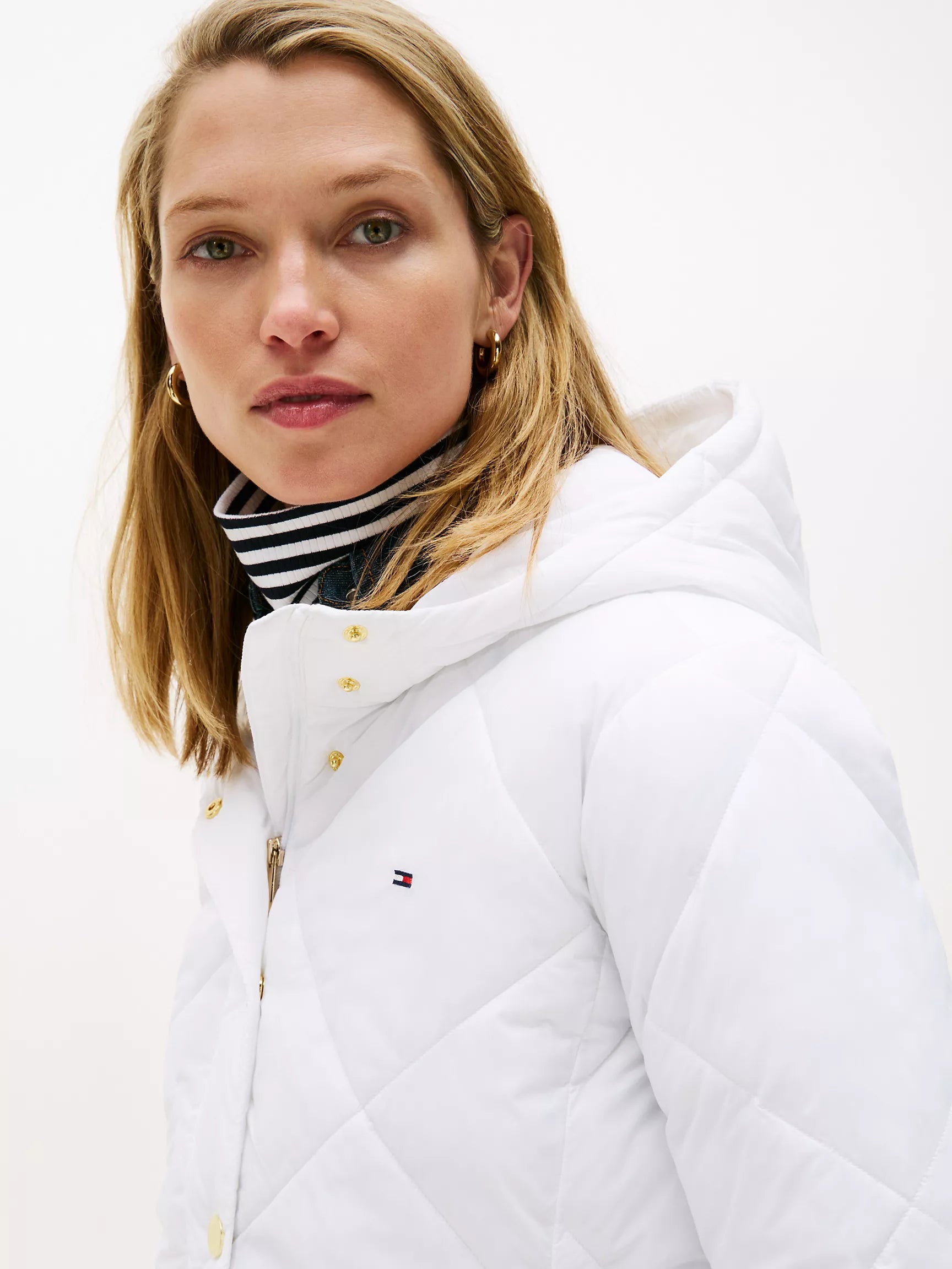 Tommy WOMENS' Hooded Padded Quilted Jacket White