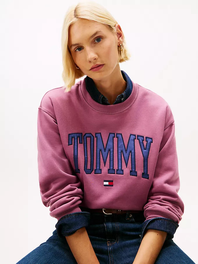 Tommy Womens' Varsity Tommy Logo Crewneck Sweatshirt/Misty Plum