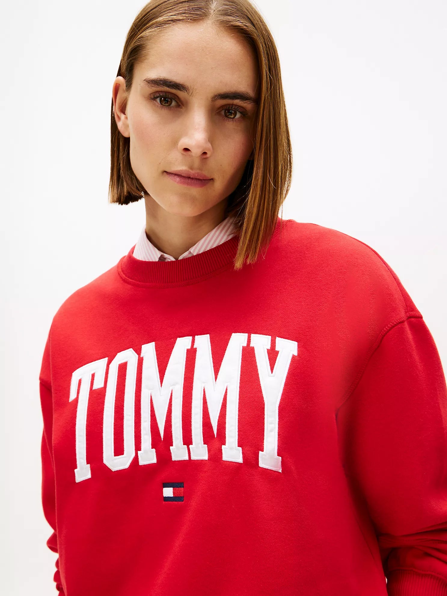 Tommy Womens' Varsity Tommy Logo Crewneck Sweatshirt/Primary Red