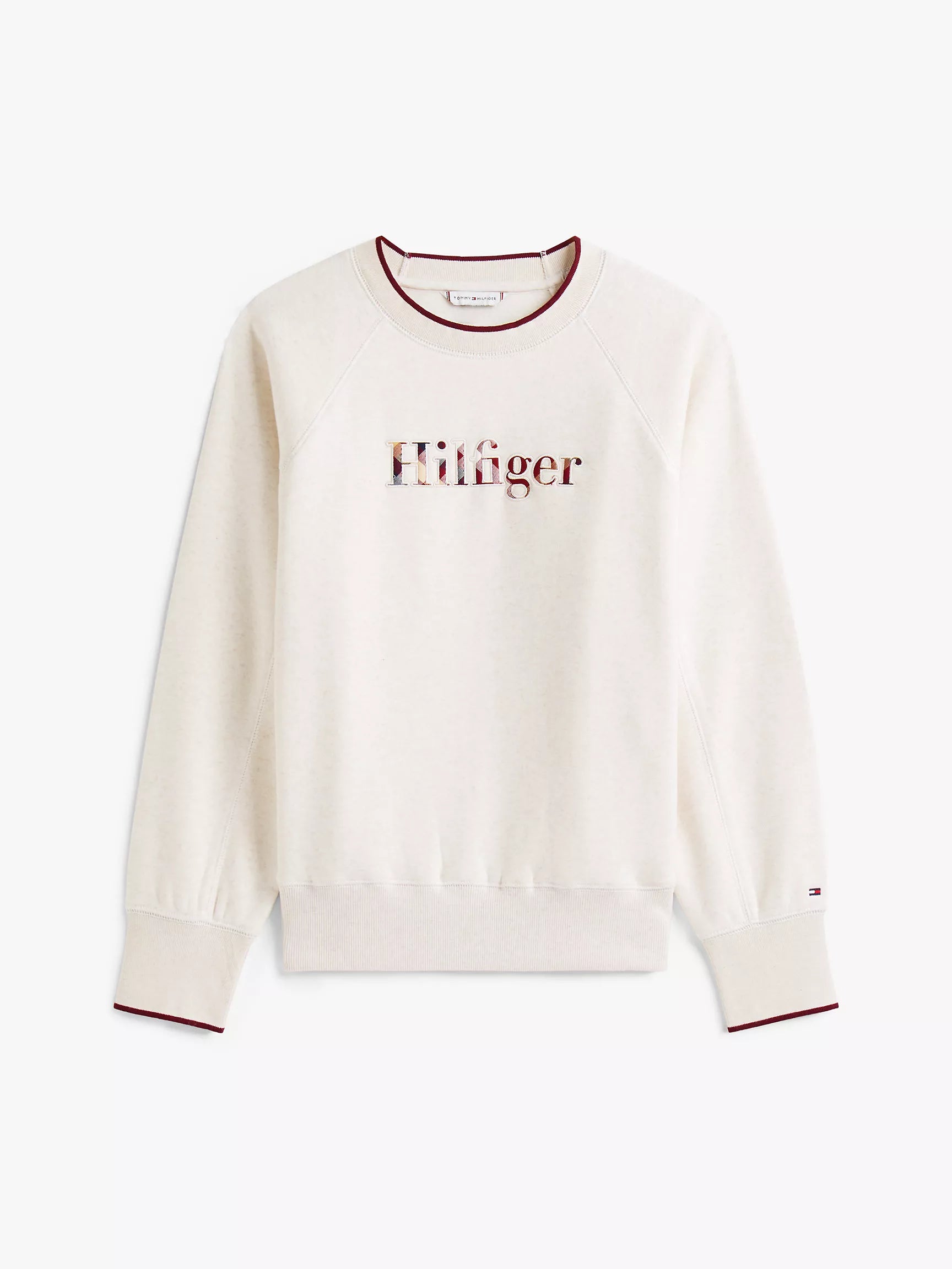 Womens' Tommy Plaid Hilfiger Logo Sweatshirt Dark Beige