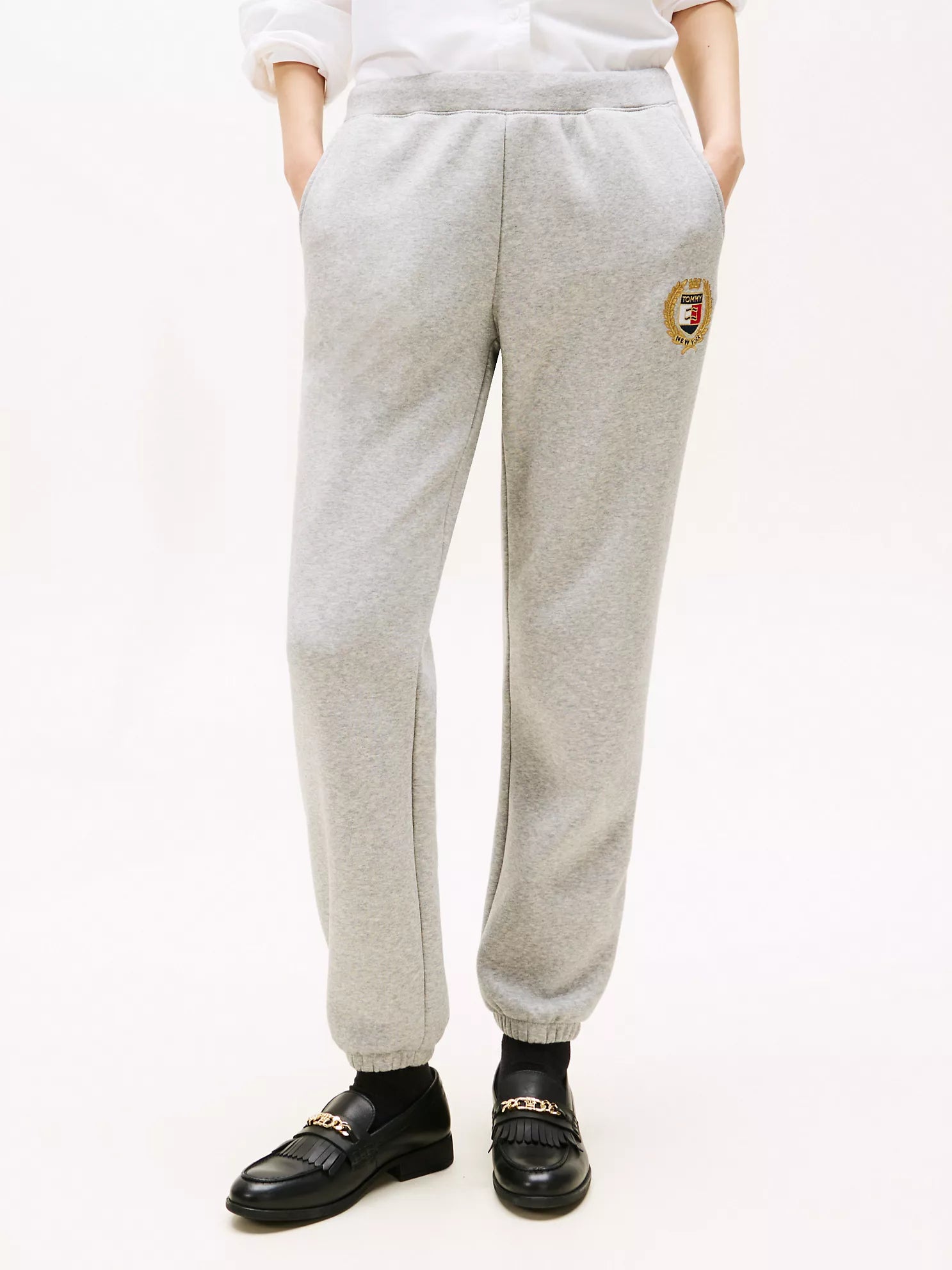 Tommy Womens' Crest Logo Fleece Sweatpant Grey