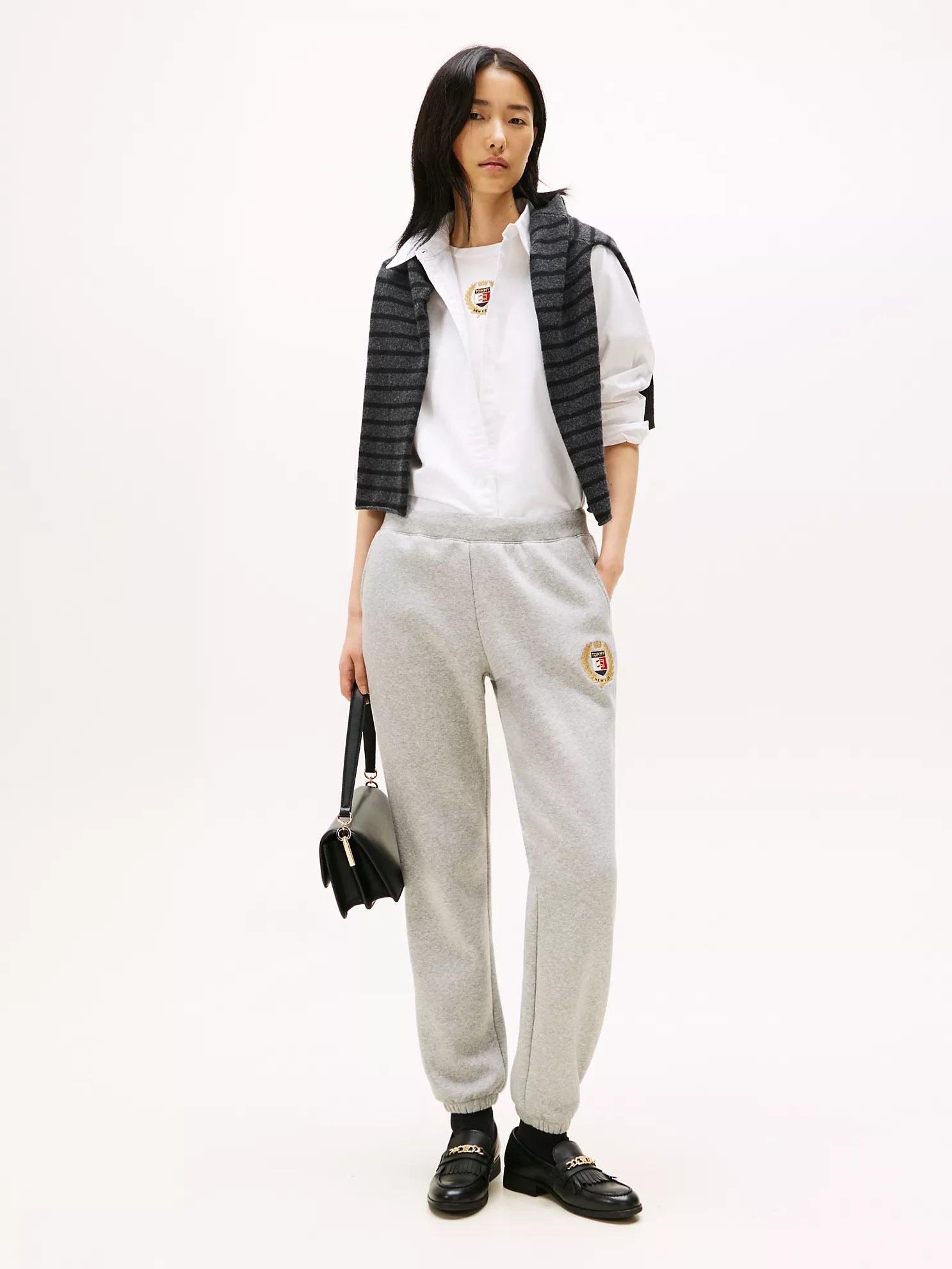 Tommy Womens' Crest Logo Fleece Sweatpant Grey