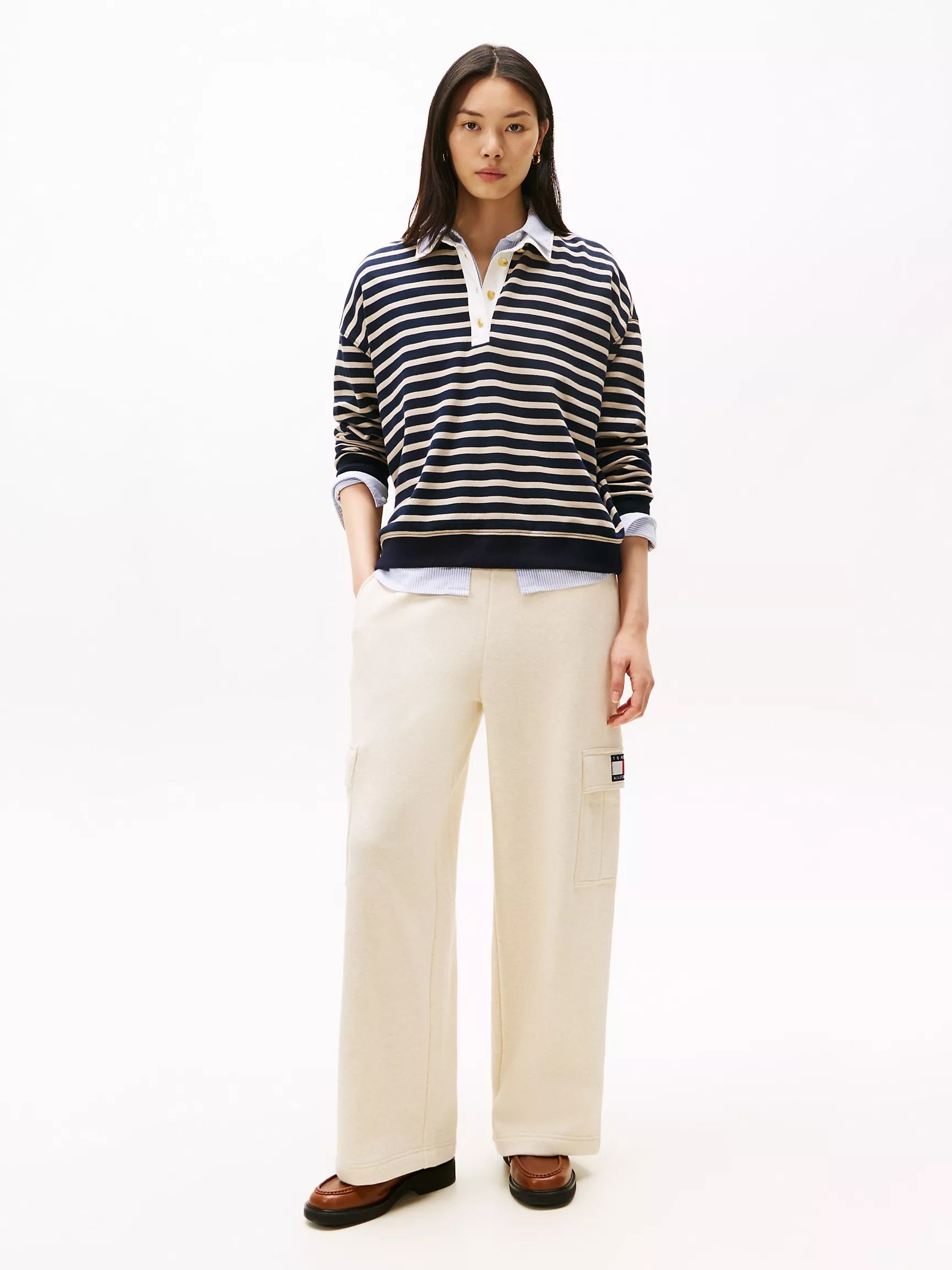 Womens' Tommy Flag Wide-Leg Cargo Sweatpant