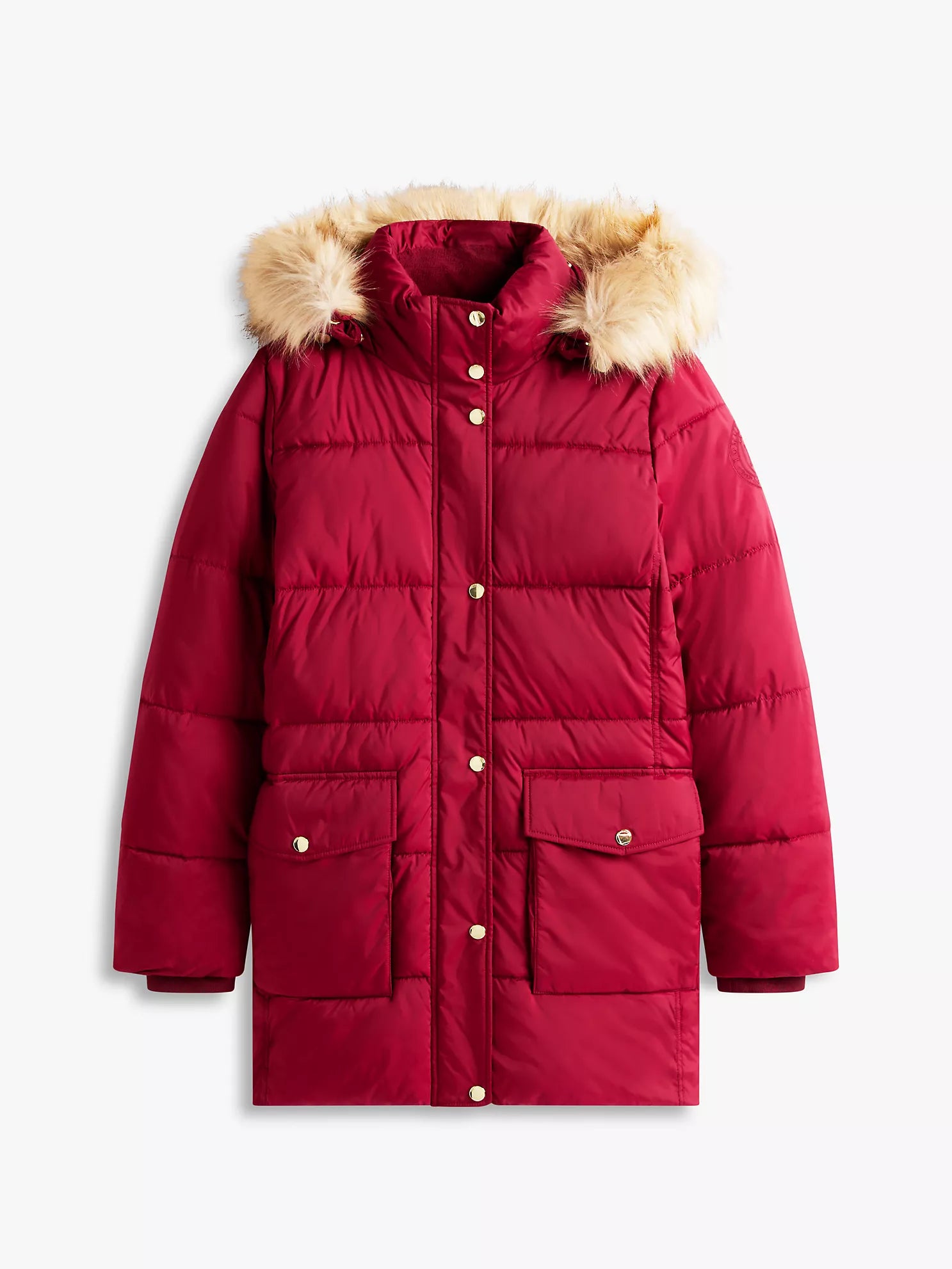 TOMMY WOMENS' Hooded Puffer Coat Deep Rouge
