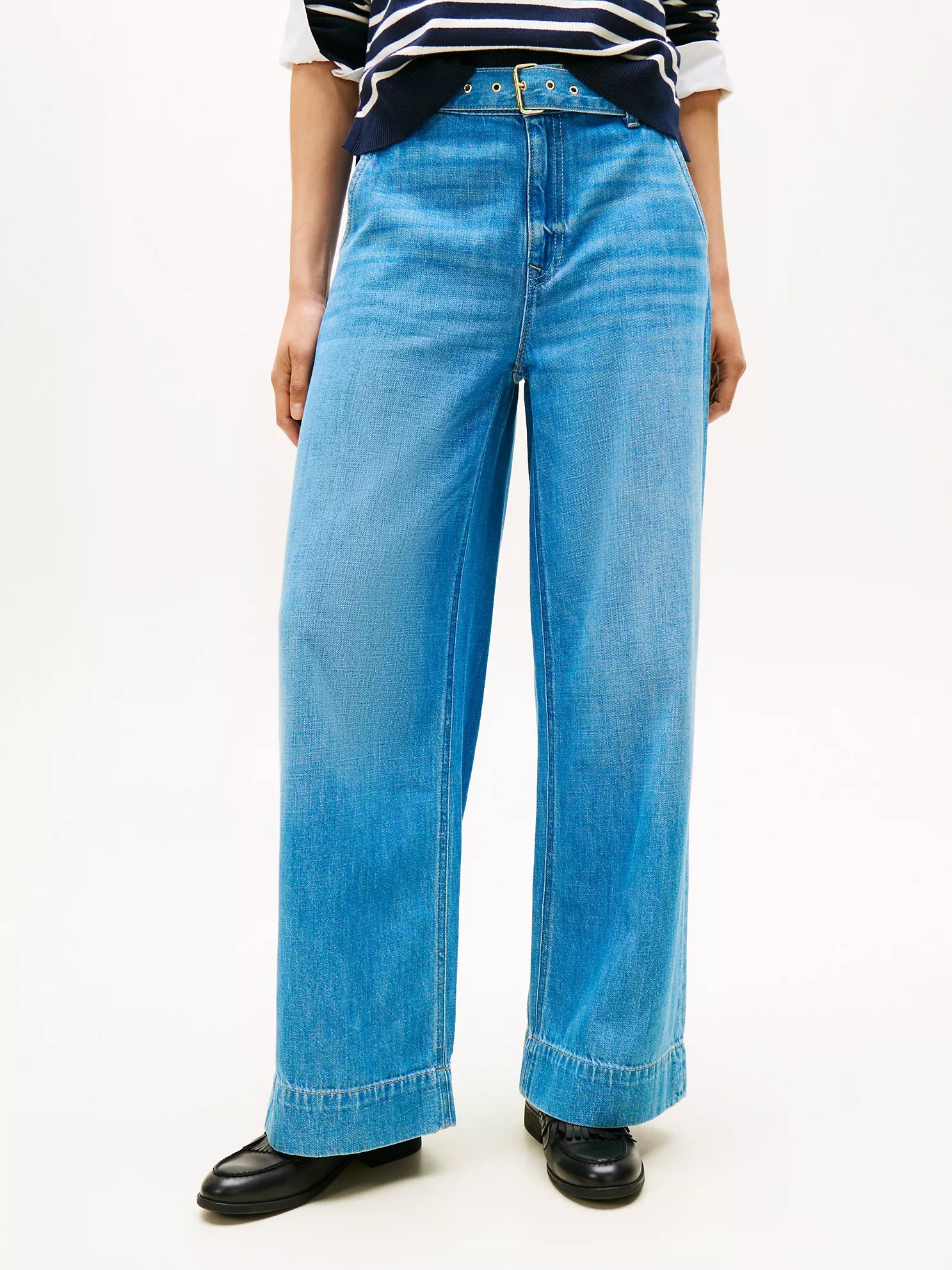 TOMMY WOMENS' High-Rise Belted Wide Leg Jean