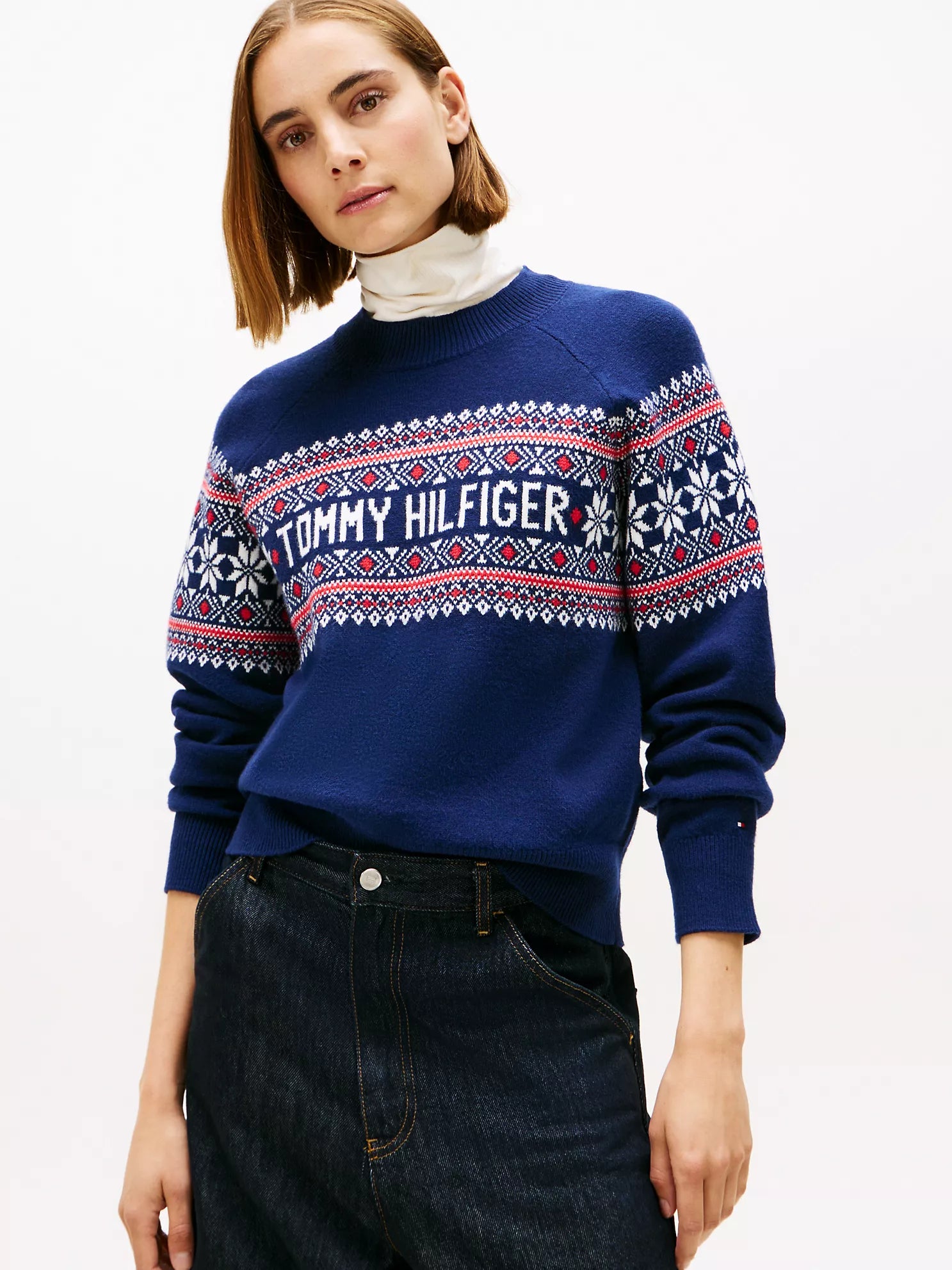 Womens' Tommy Fair Isle Monotype Logo Crewneck Sweater