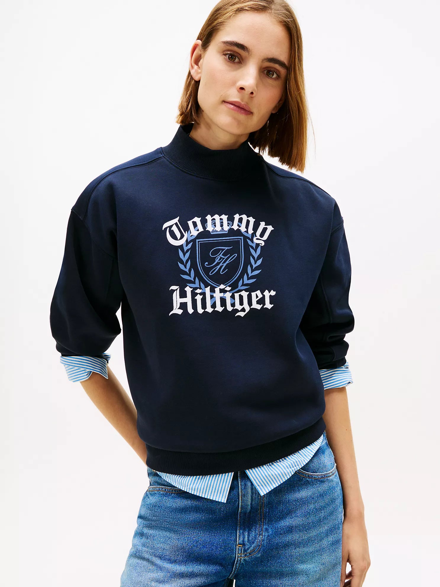 Womens' Tommy Hilfiger Varsity Crest Sweatshirt Navy