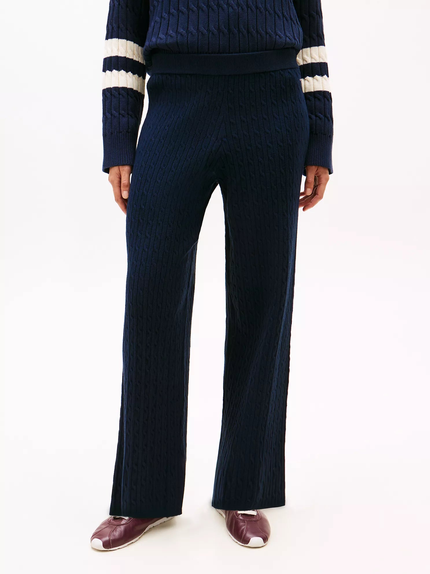 Womens' Tommy Cable Knit Sweater Pant Navy
