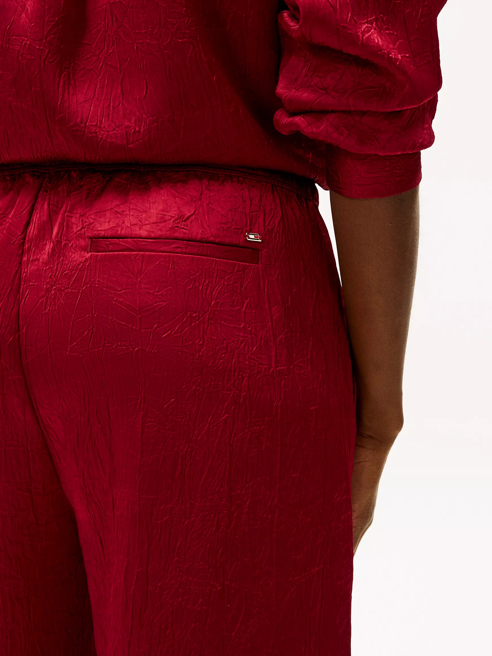 Womens' Tommy Textured Stretch Satin Pull-On Pant Rouge