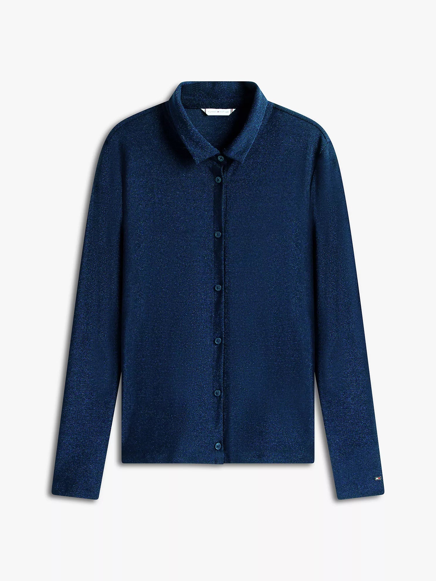 Womens' Tommy Shimmer Jersey Knit Top Carbon Navy