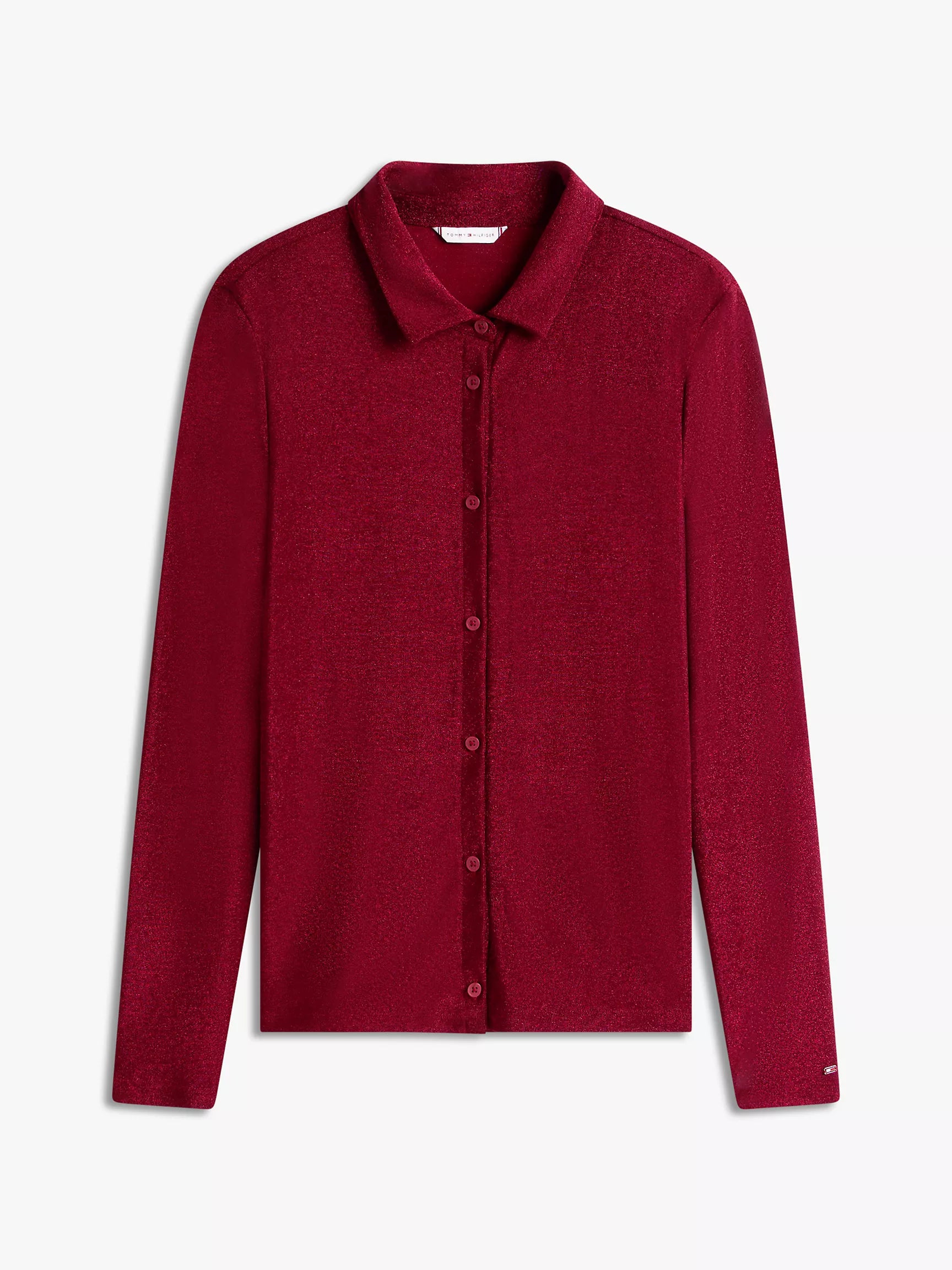 Womens' Tommy Shimmer Jersey Knit Top Carbon ROUGE