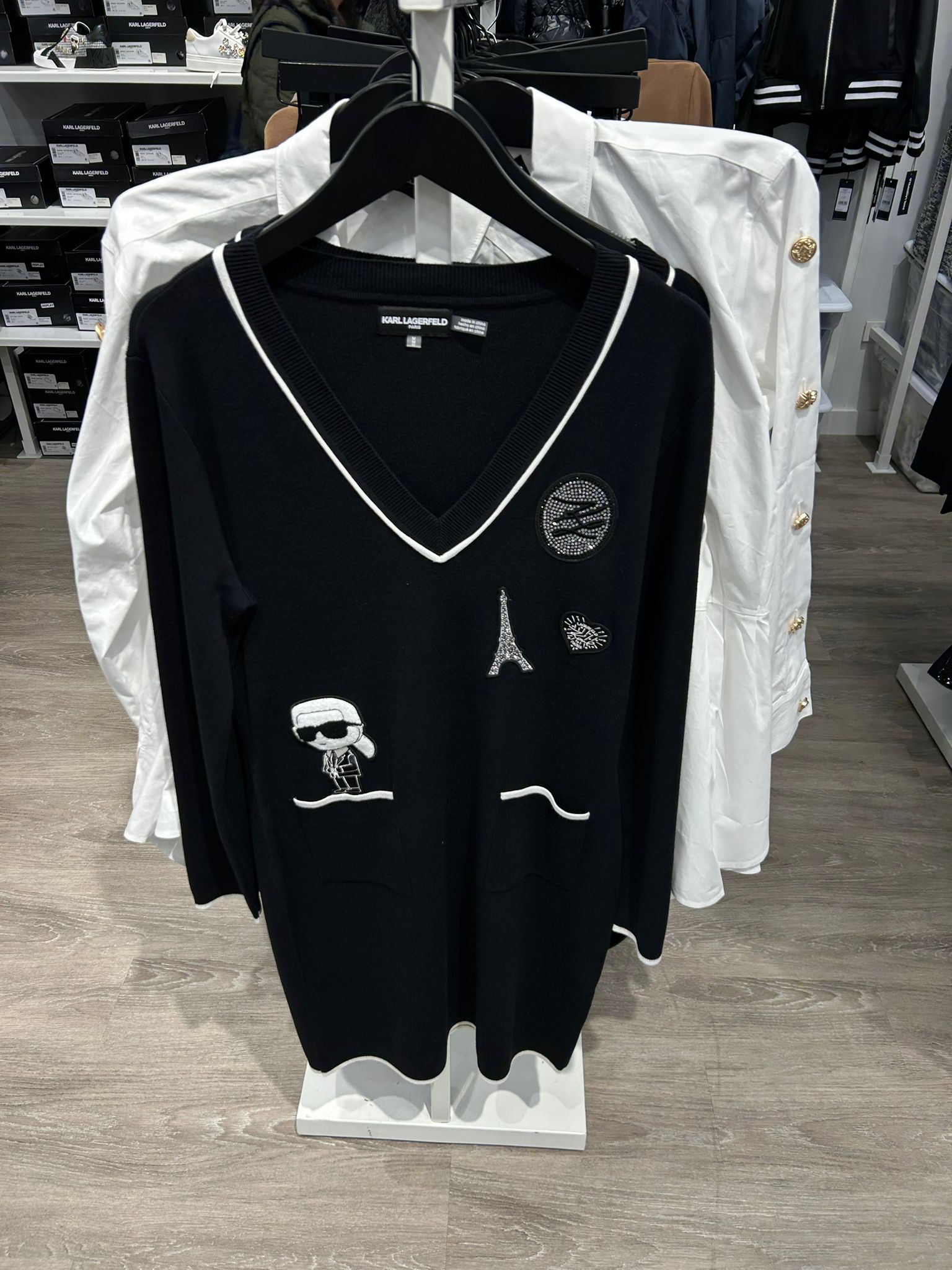Karl Lagerfeld Paris WOMENS' SWEATER DRESS WITH PATCH