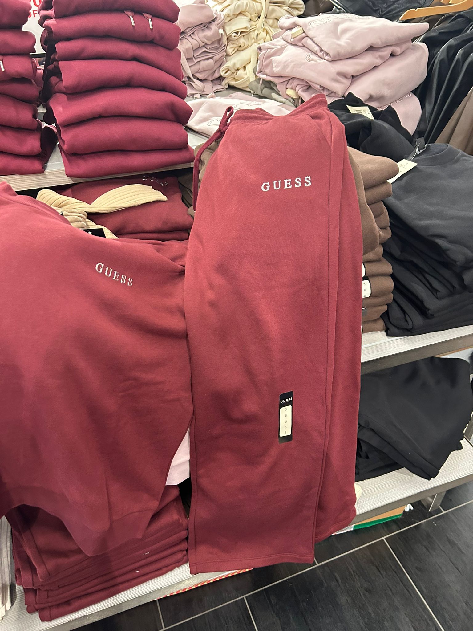 Womens' GUESS Constance Wide-Leg Joggers Red