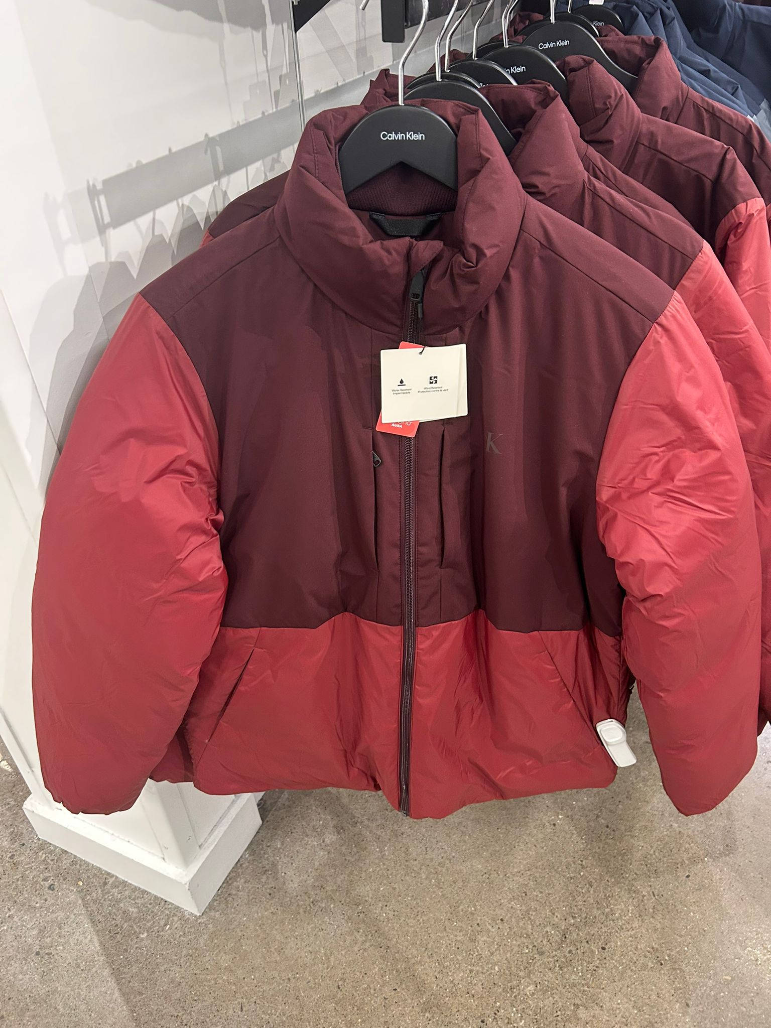 Calvin Klein Mens' Waterproof Windbreaker Jacket DarkRED